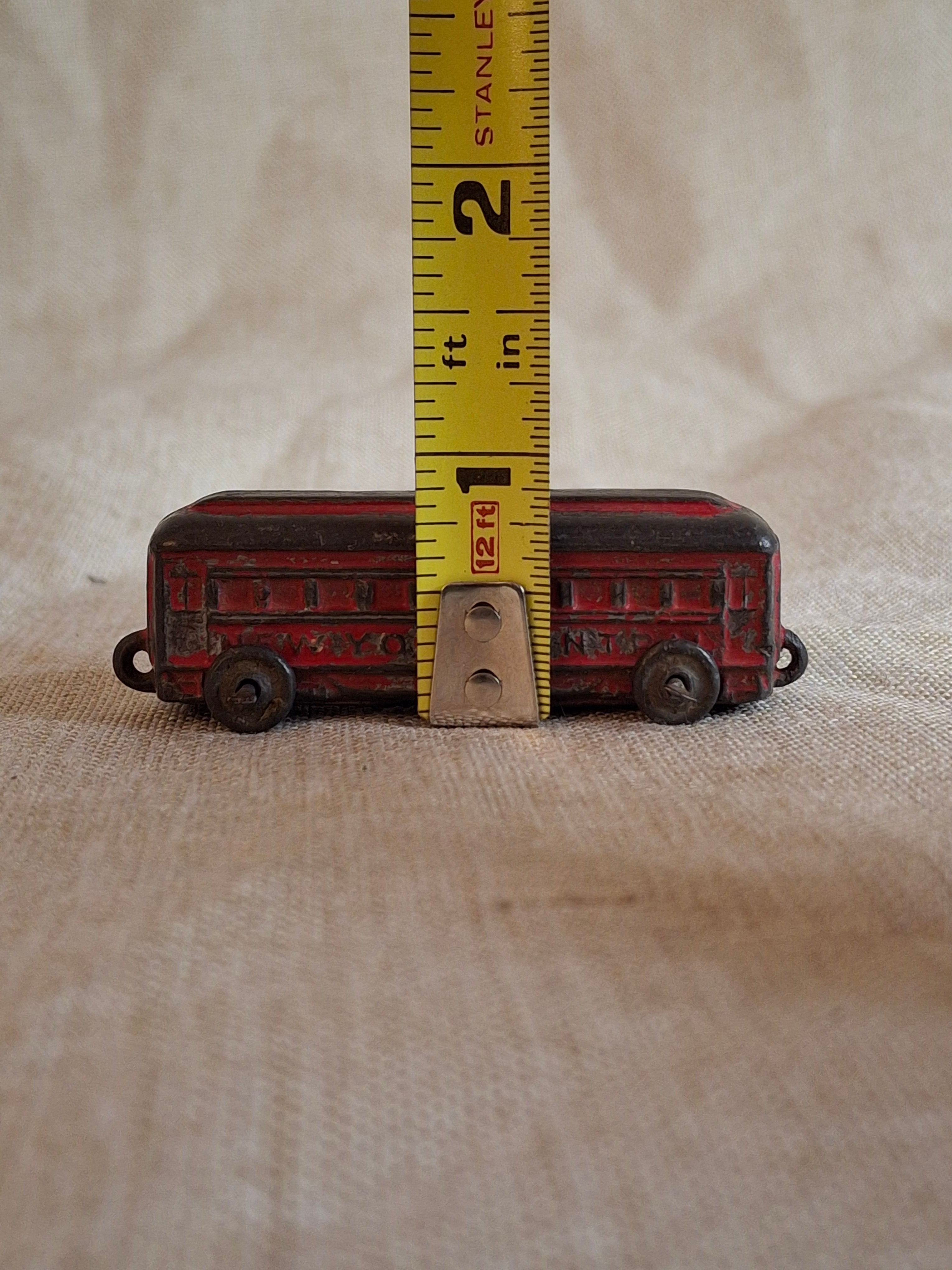 Antique Cast Iron Train Passenger Car New York Central Champion 2.5” Red and Black