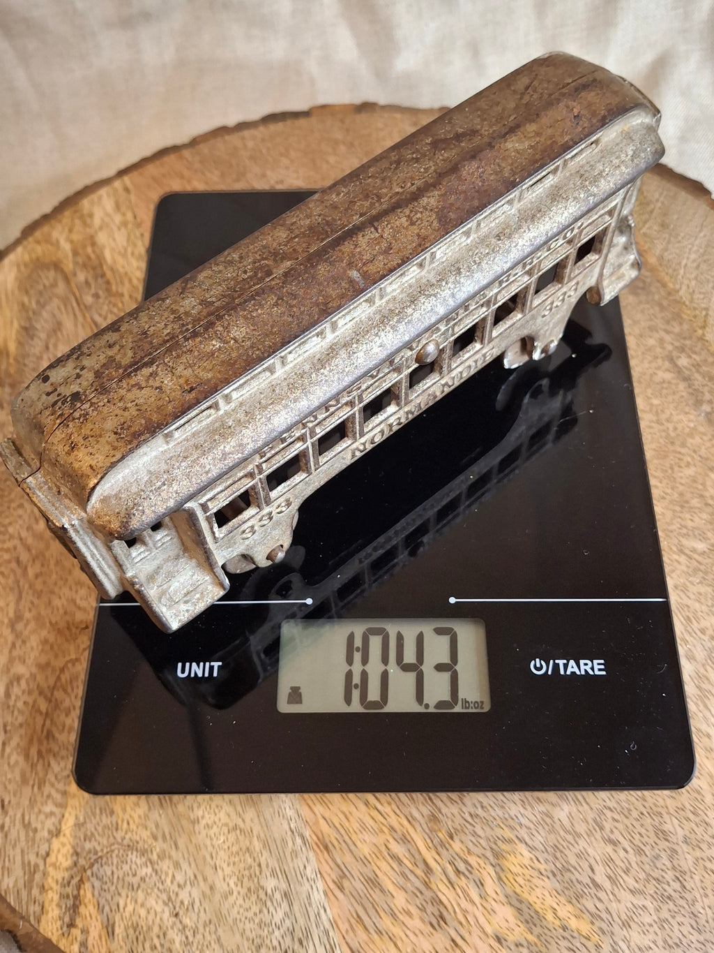 Antique Hubley Cast Iron Railroad Car No. 333 "Normandie" Pennsylvania RR Co.