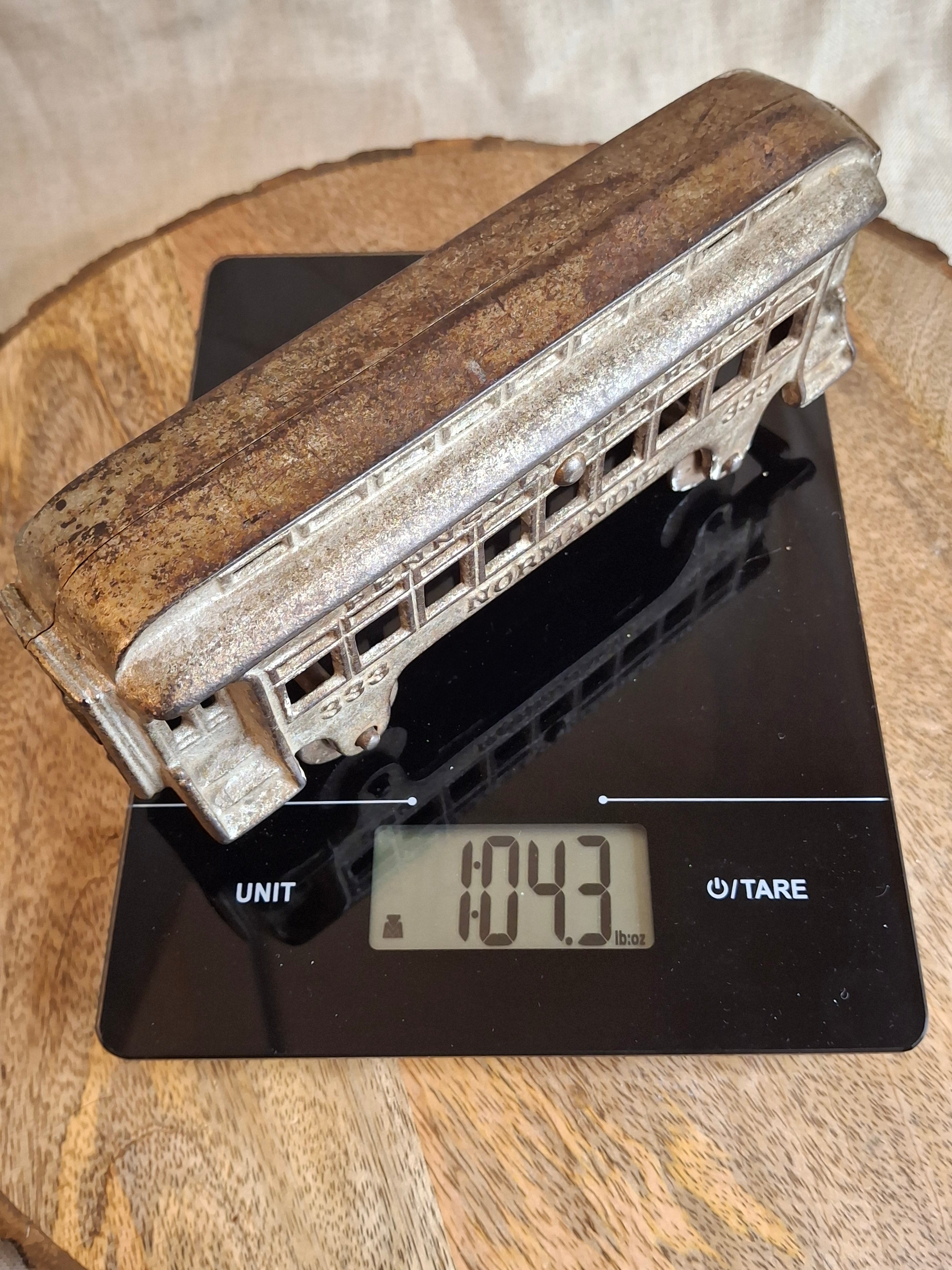 Antique Hubley Cast Iron Railroad Car No. 333 "Normandie" Pennsylvania RR Co.