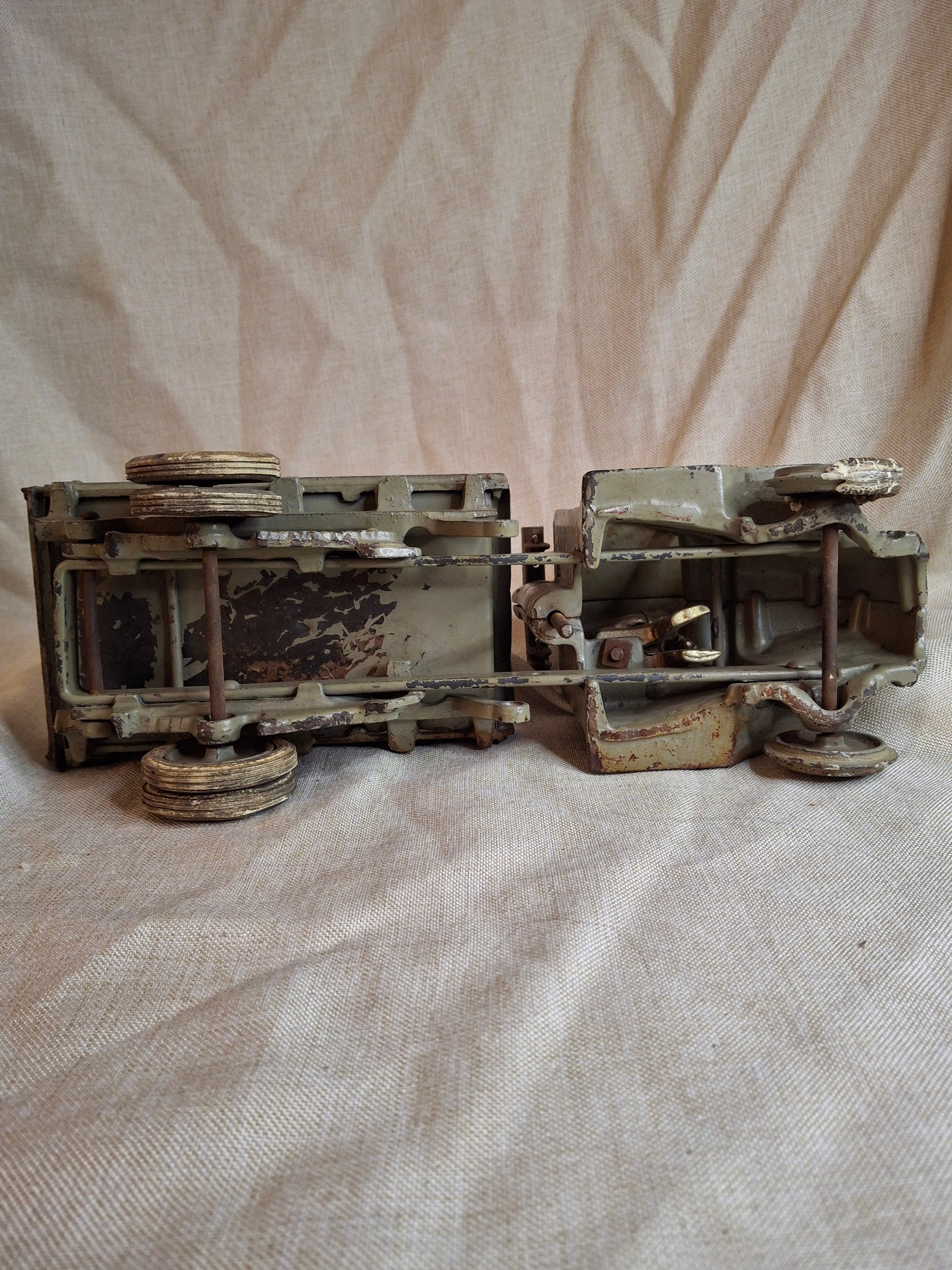 Antique ARCADE Cast Iron MACK AC Dump Truck Large 11.5" Original Paint & Driver c. 1925