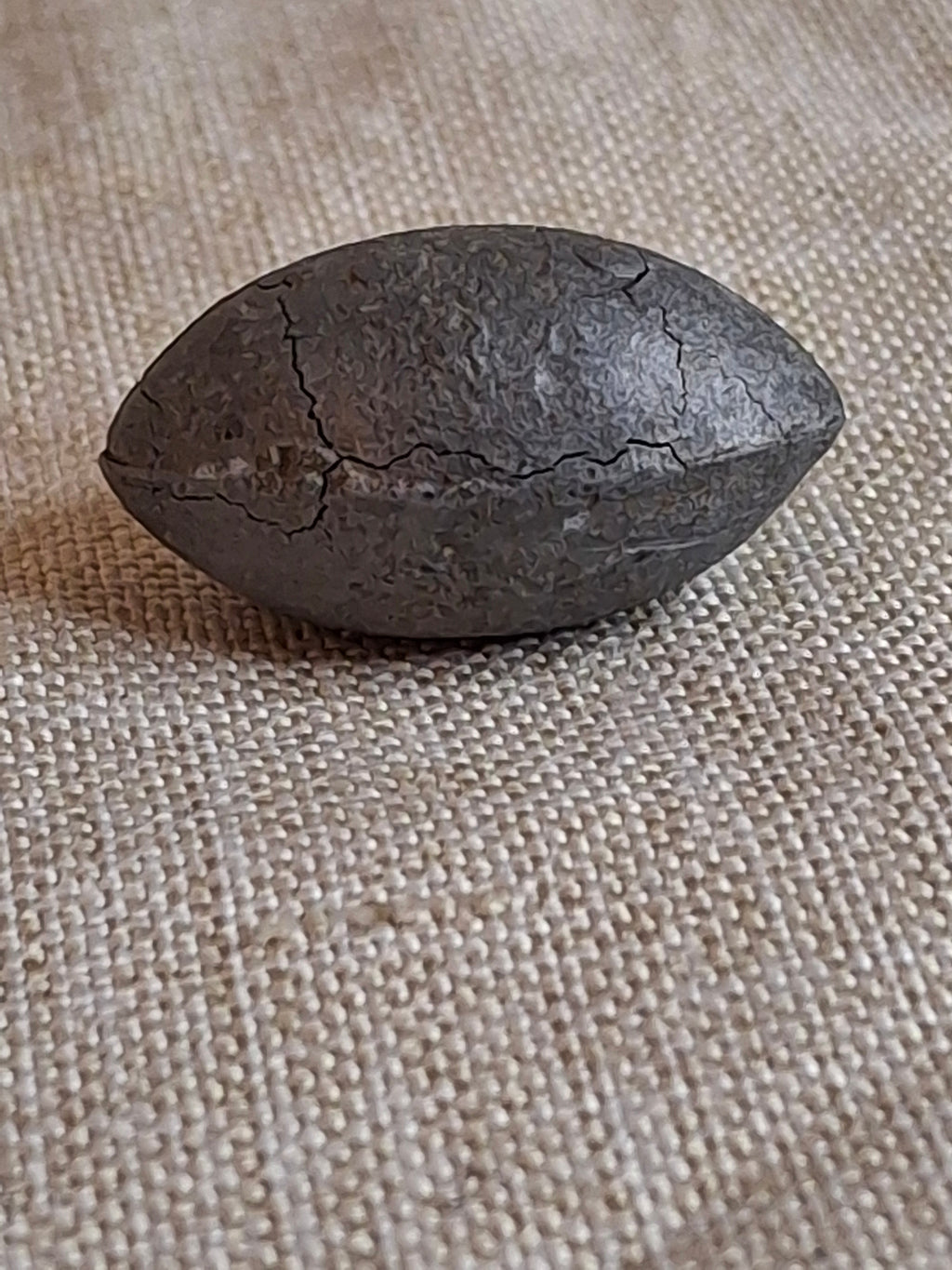 Antique Cast Iron Miniature Football Toy Accessory, Hubley or Kenton Era, 1.25", Original Surface