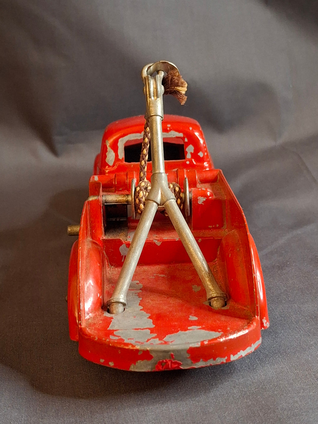 Vintage Hubley Kiddie Toy #474 Tow Truck Wrecker + Original Box | Working Winch | 1940s Die-Cast