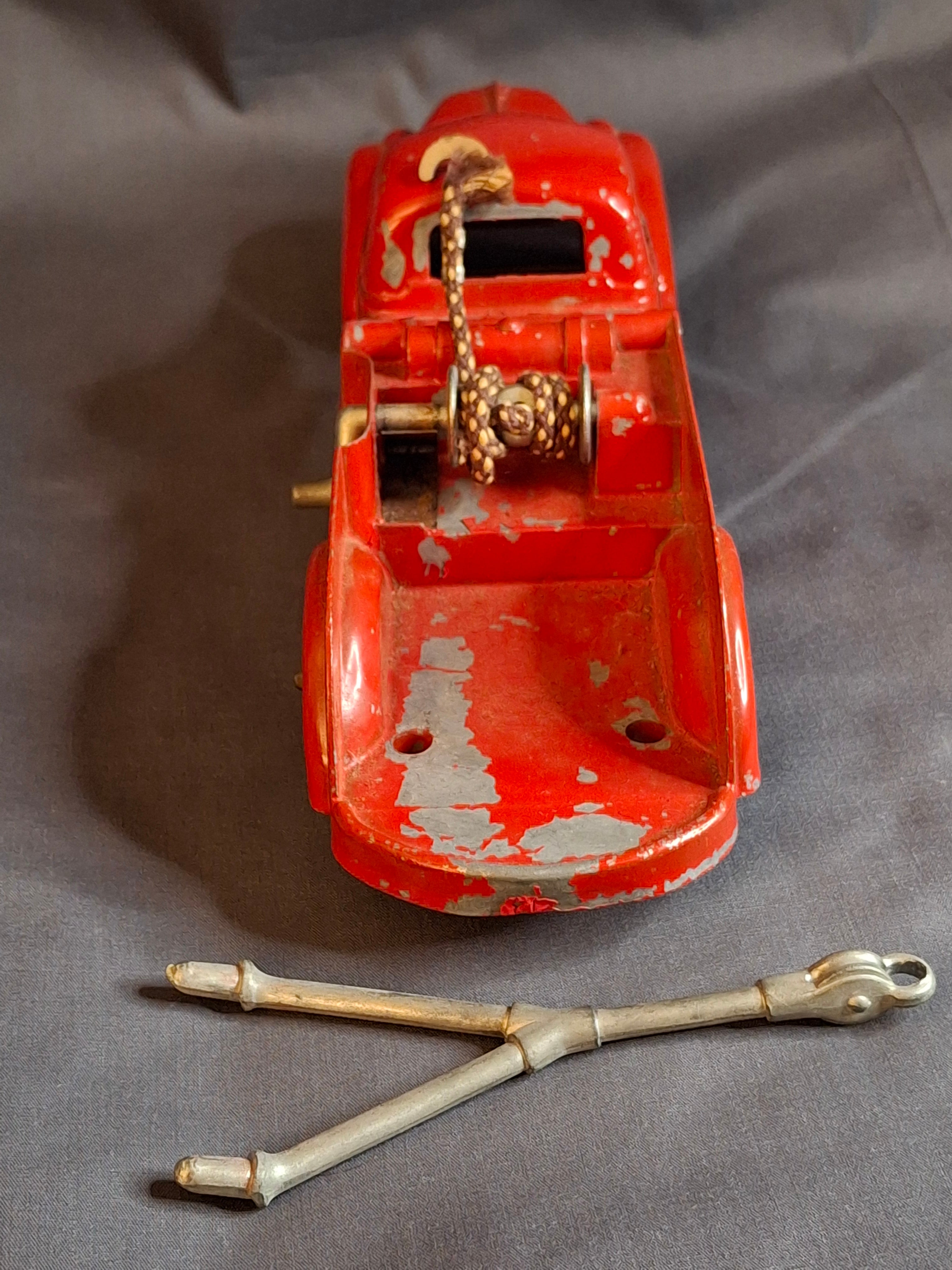 Vintage Hubley Kiddie Toy #474 Tow Truck Wrecker + Original Box | Working Winch | 1940s Die-Cast