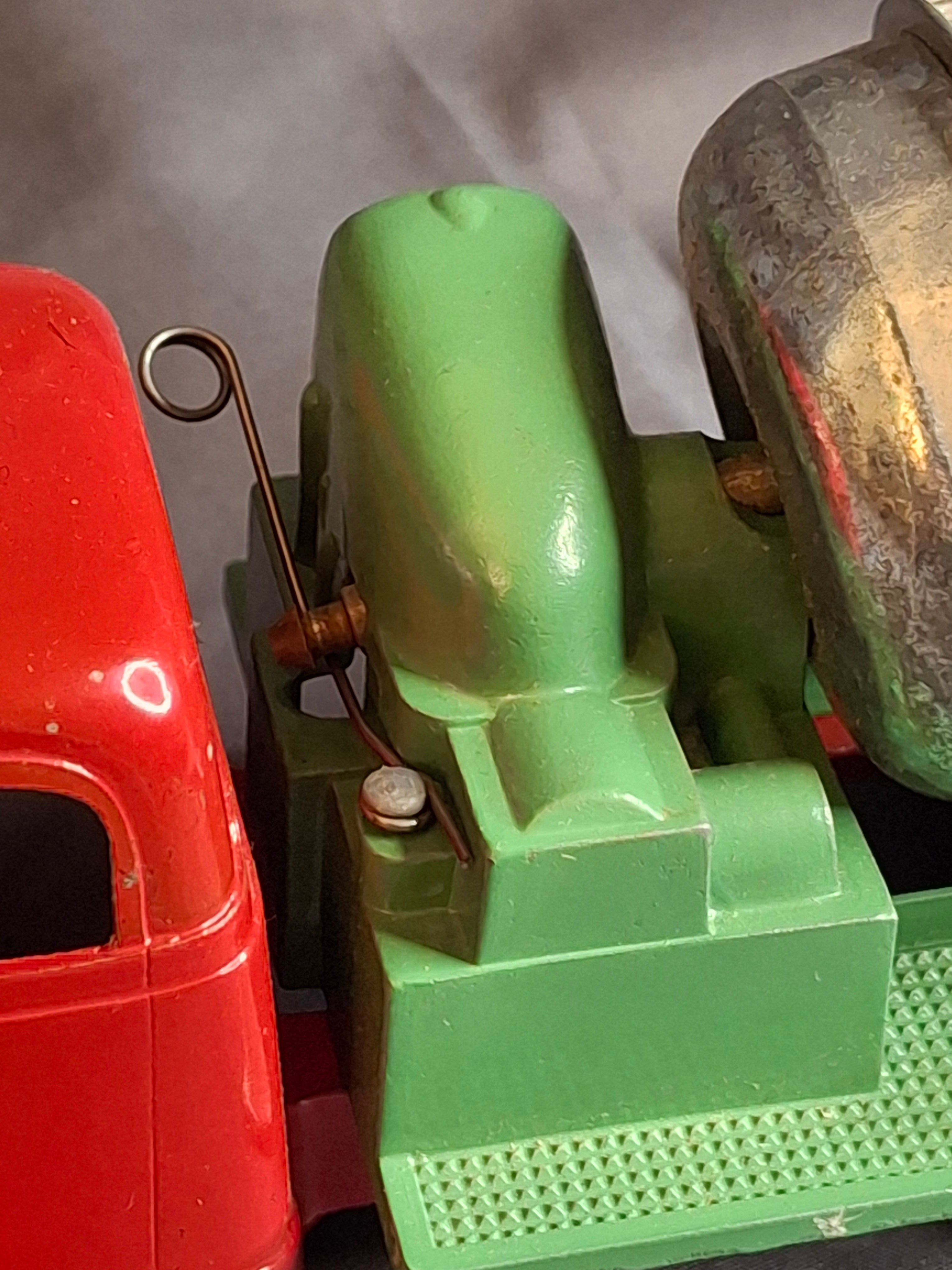 Vintage Hubley Kiddie Toy No. 470 Cement Mixing Truck with Original Box | 1940s Die-Cast Red & Green Mixer | Lancaster, PA USA