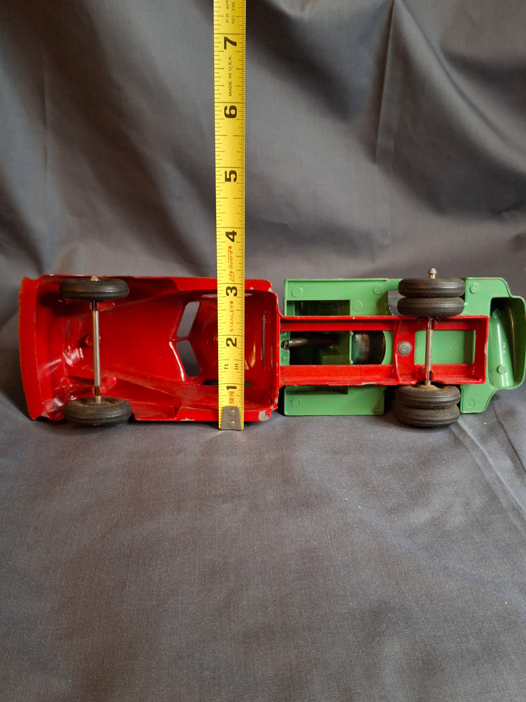 Vintage Hubley Kiddie Toy No. 470 Cement Mixing Truck with Original Box | 1940s Die-Cast Red & Green Mixer | Lancaster, PA USA
