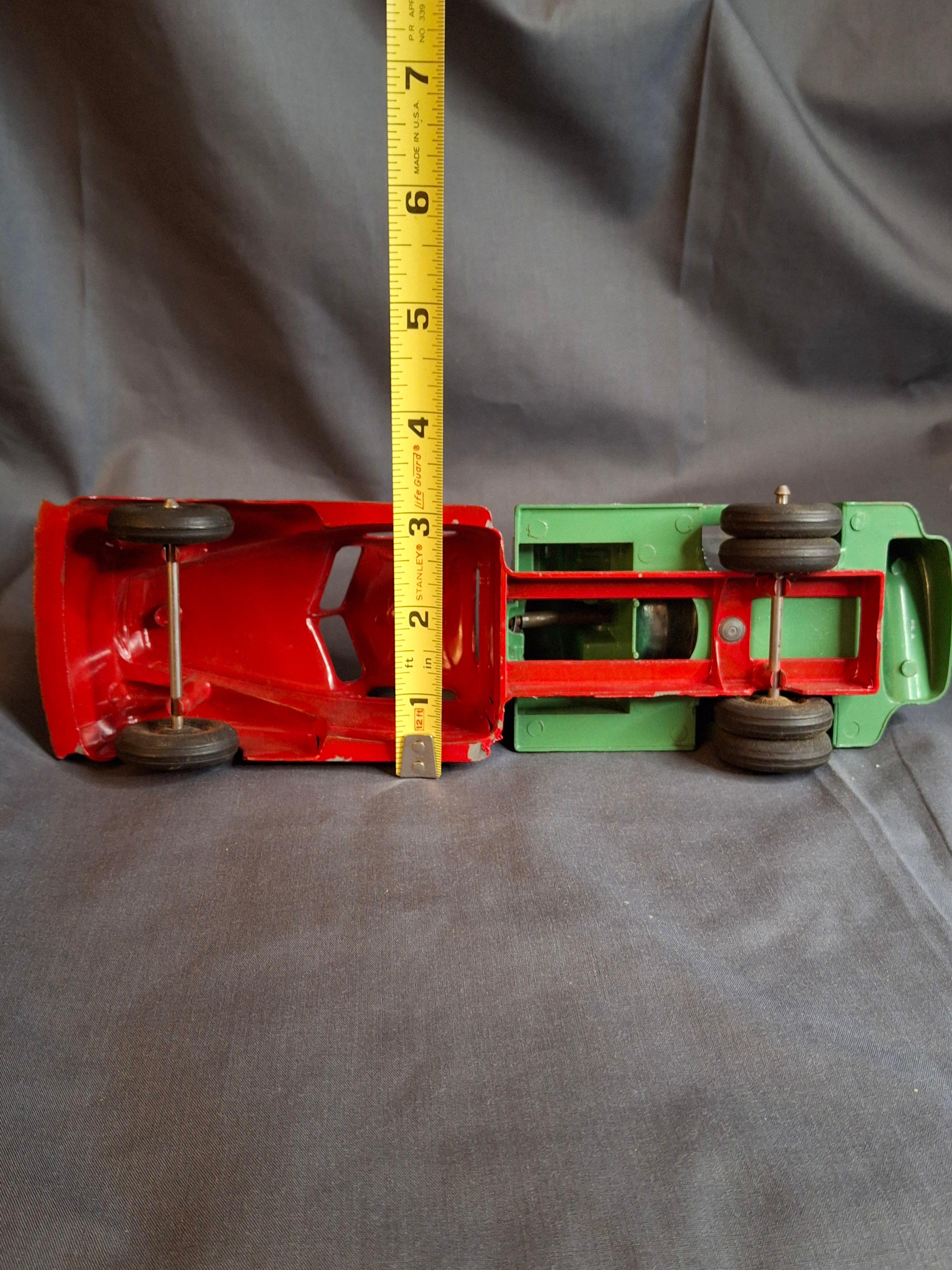 Vintage Hubley Kiddie Toy No. 470 Cement Mixing Truck with Original Box | 1940s Die-Cast Red & Green Mixer | Lancaster, PA USA