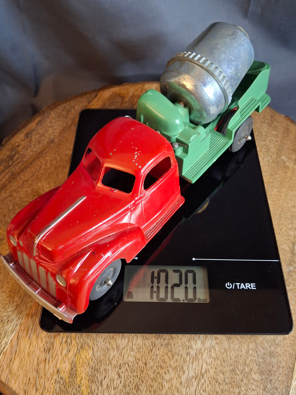 Vintage Hubley Kiddie Toy No. 470 Cement Mixing Truck with Original Box | 1940s Die-Cast Red & Green Mixer | Lancaster, PA USA
