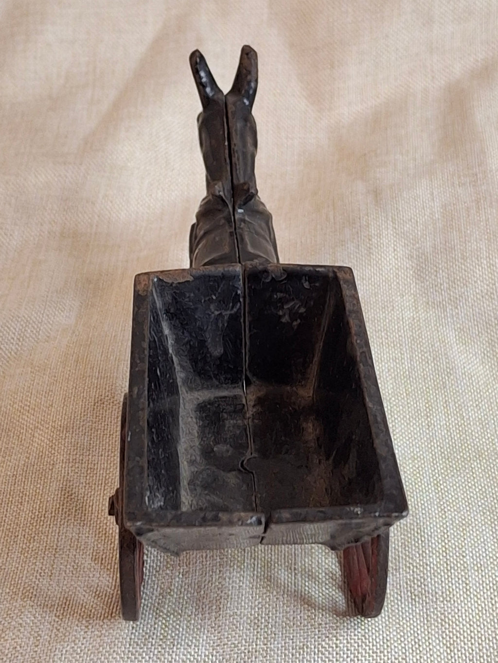 Antique A.C. Williams Cast Iron Donkey Cart, Original Black & Red Paint, c. 1910