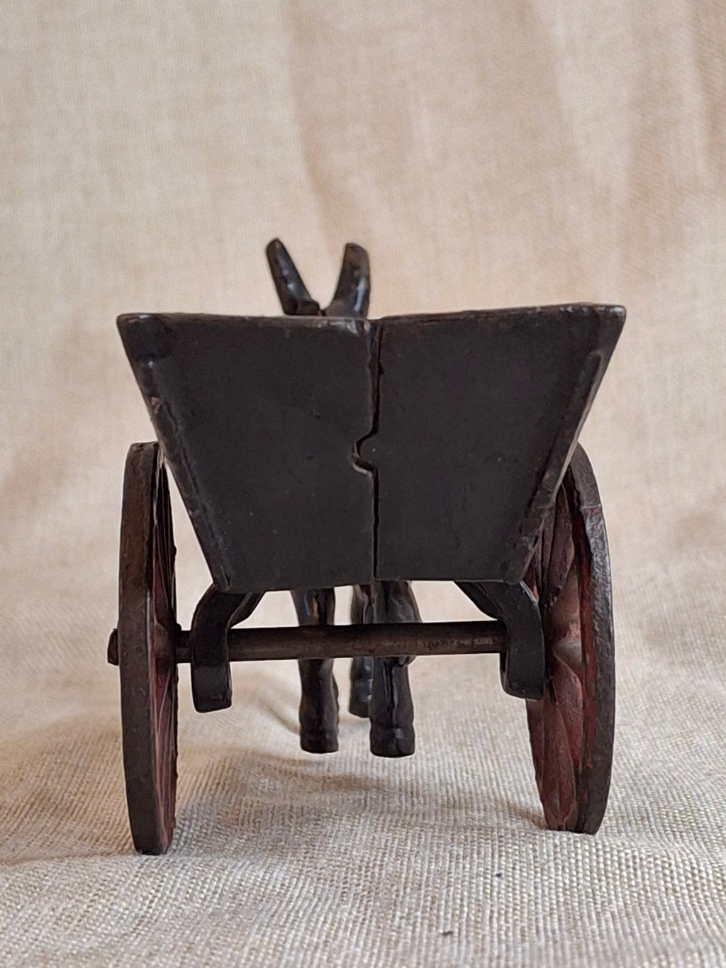 Antique A.C. Williams Cast Iron Donkey Cart, Original Black & Red Paint, c. 1910