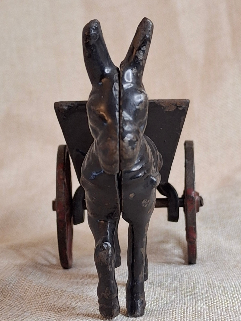 Antique A.C. Williams Cast Iron Donkey Cart, Original Black & Red Paint, c. 1910