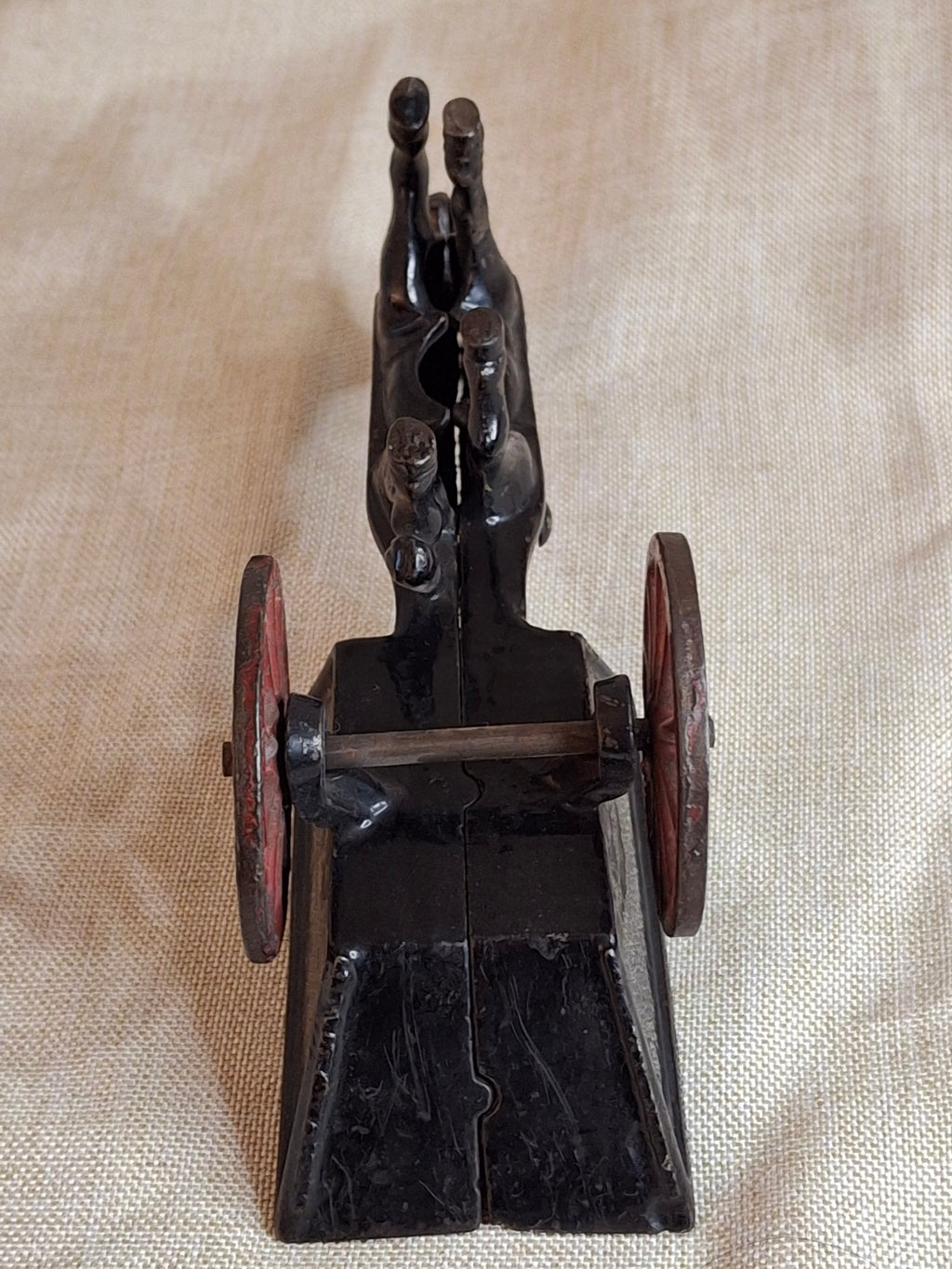 Antique A.C. Williams Cast Iron Donkey Cart, Original Black & Red Paint, c. 1910