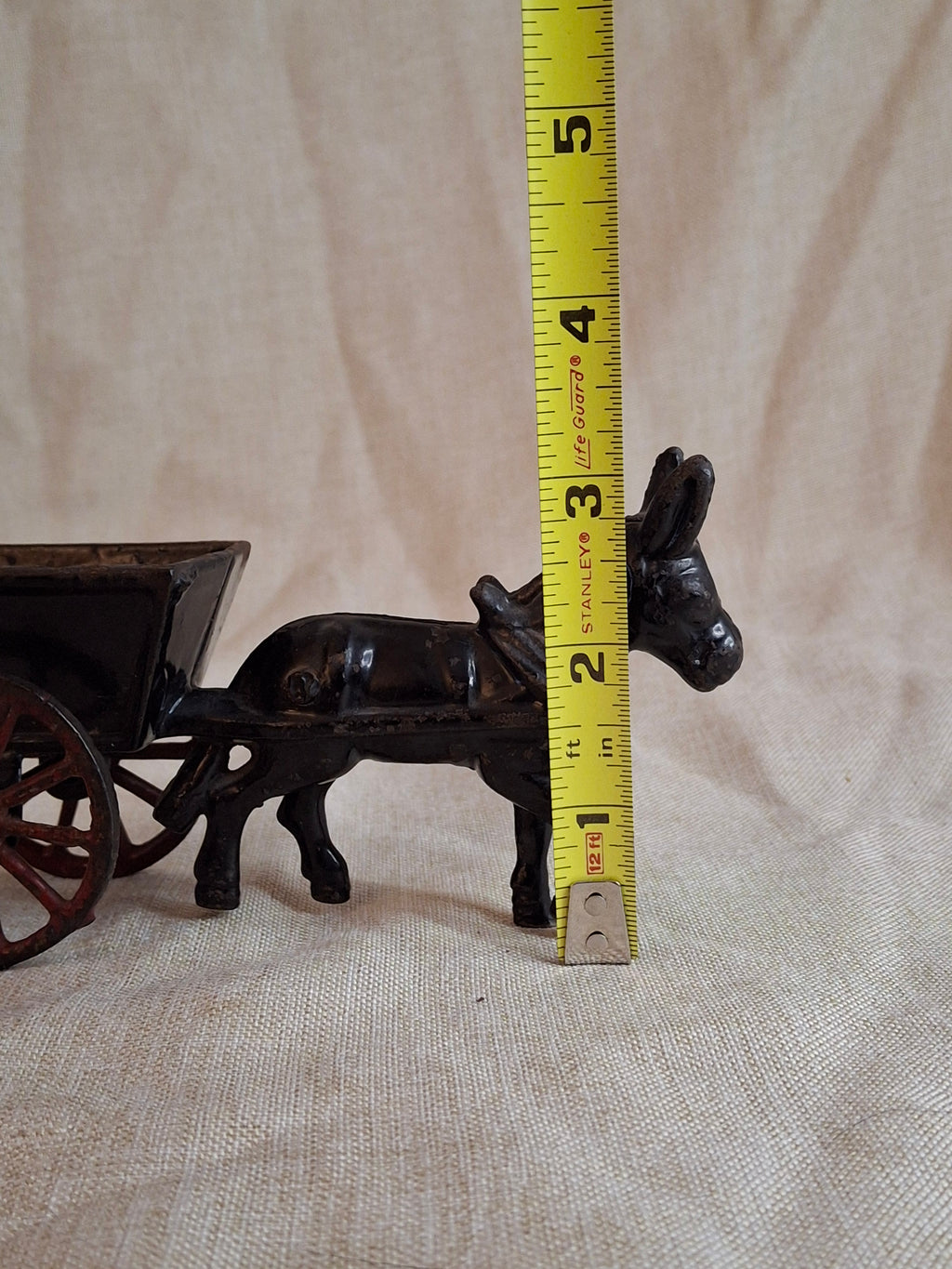 Antique A.C. Williams Cast Iron Donkey Cart, Original Black & Red Paint, c. 1910