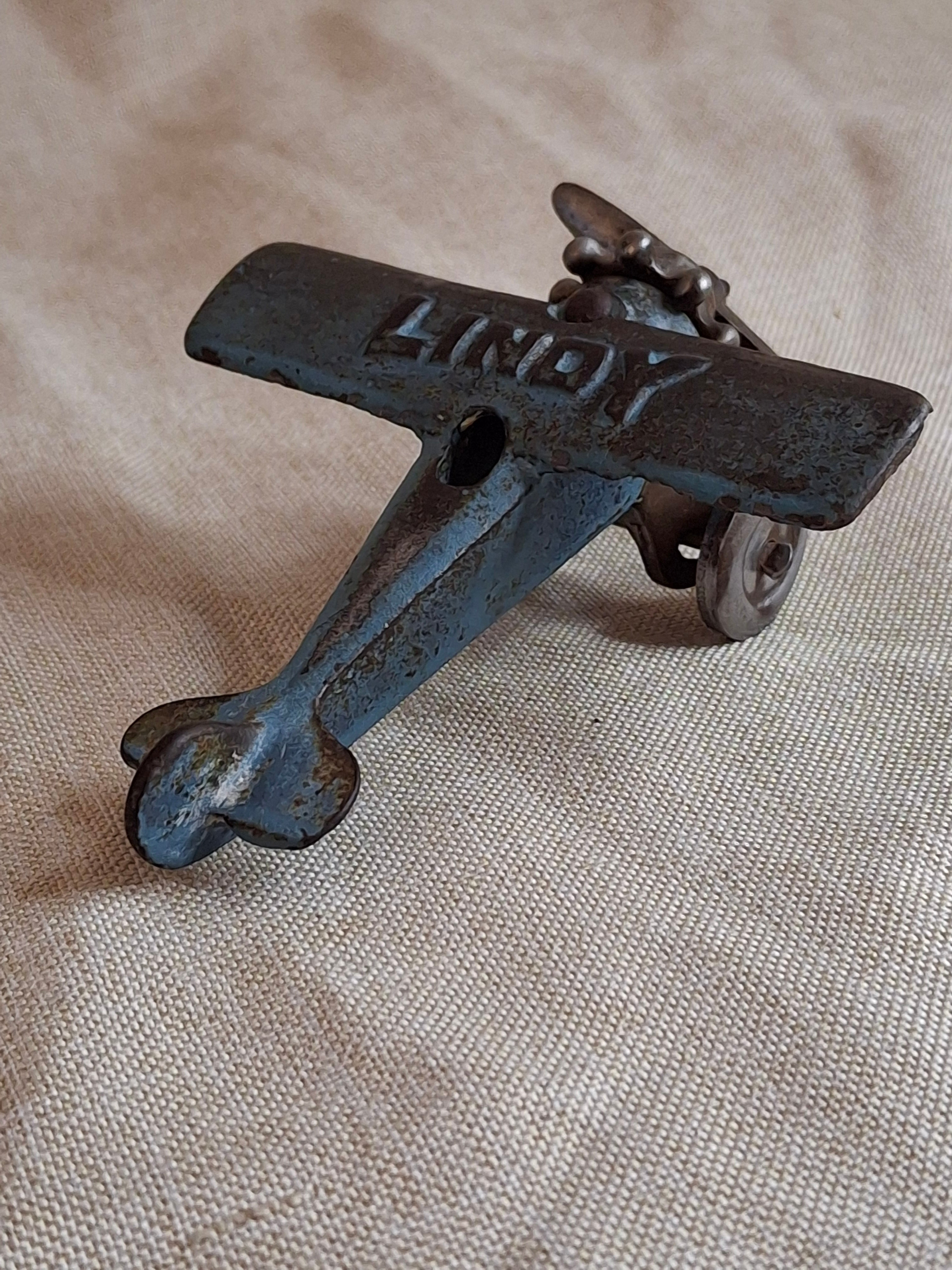 Antique Hubley Lindy Cast Iron Plane 1720 C2 Spirit of St. Louis Toy 1920s Blue