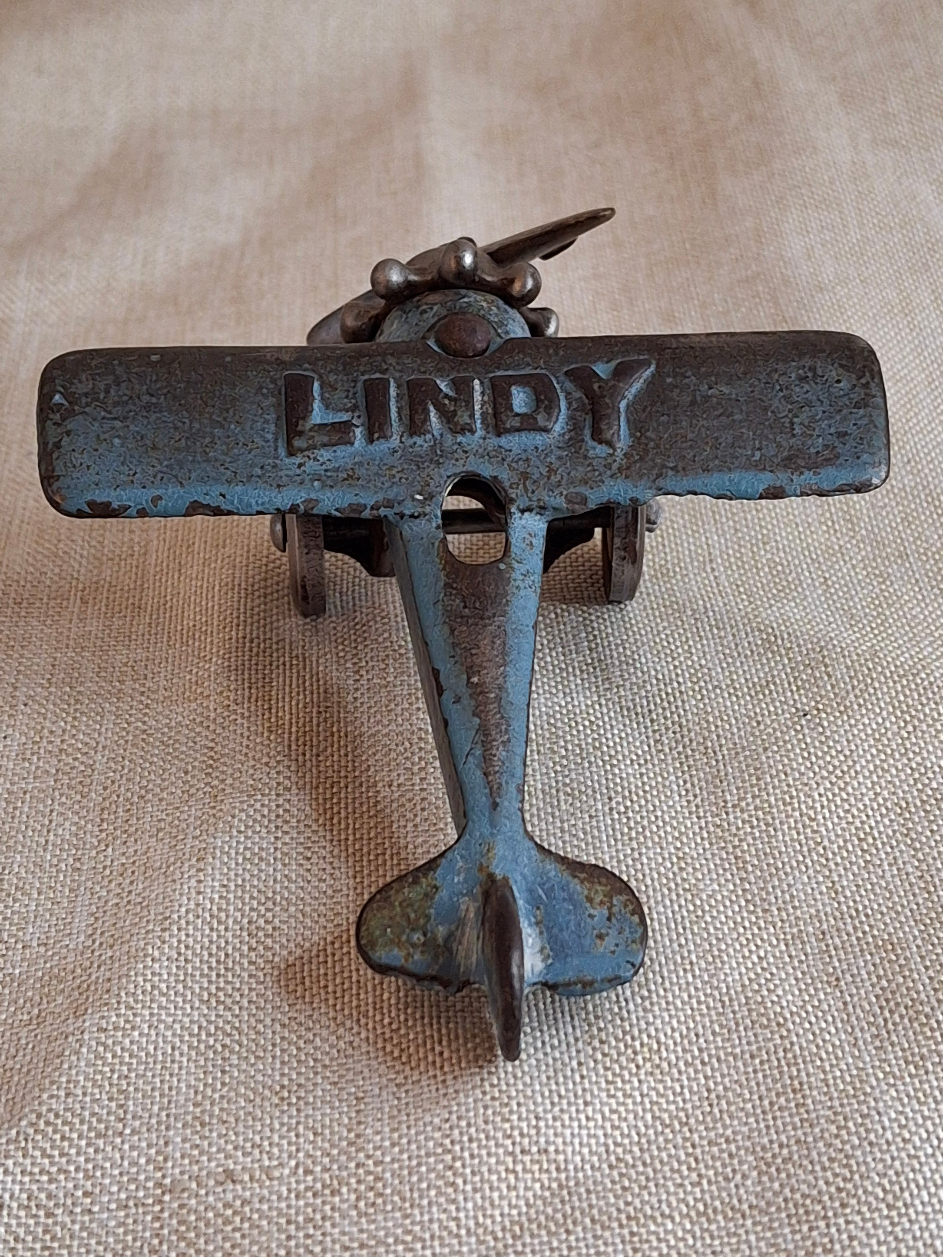 Antique Hubley Lindy Cast Iron Plane 1720 C2 Spirit of St. Louis Toy 1920s Blue