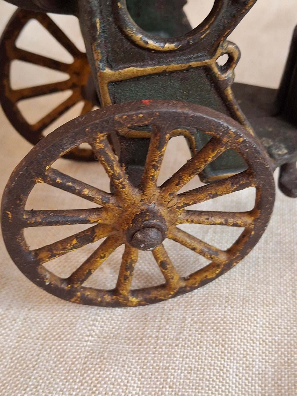 Antique Cast Iron Hansom Cab Horse Drawn Carriage Toy - Original Paint - Hubley