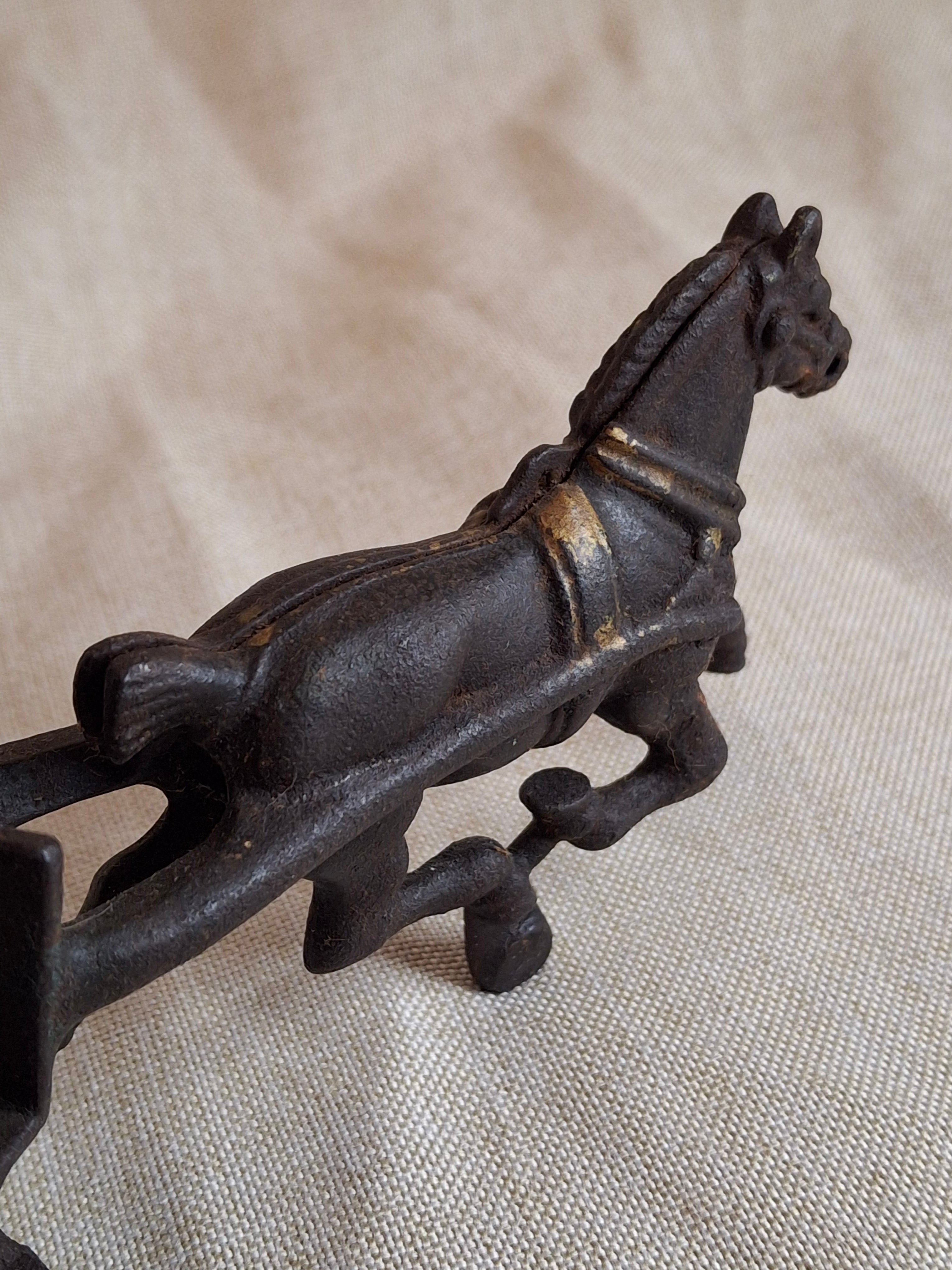 Antique Cast Iron Hansom Cab Horse Drawn Carriage Toy - Original Paint - Hubley