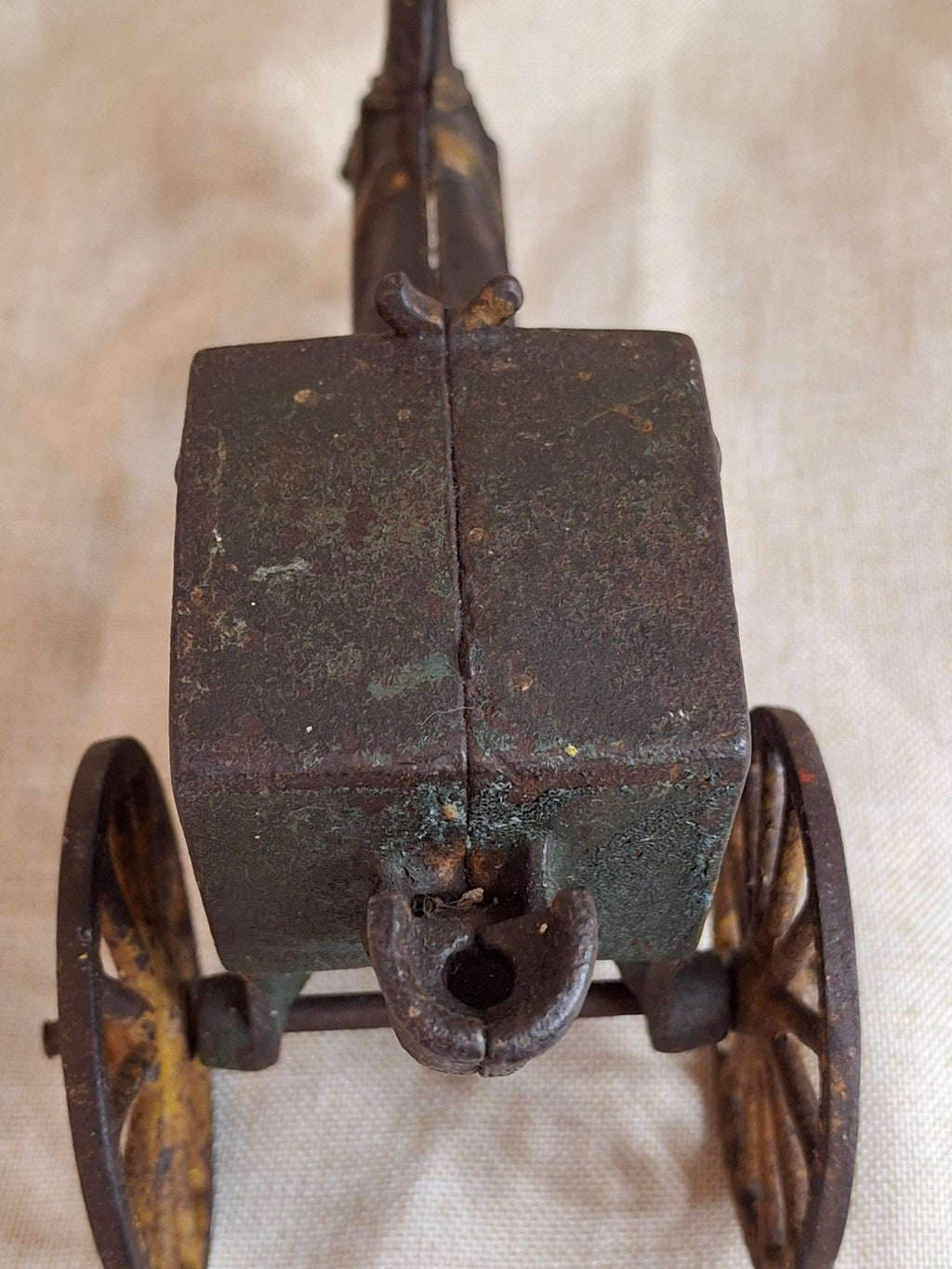 Antique Cast Iron Hansom Cab Horse Drawn Carriage Toy - Original Paint - Hubley