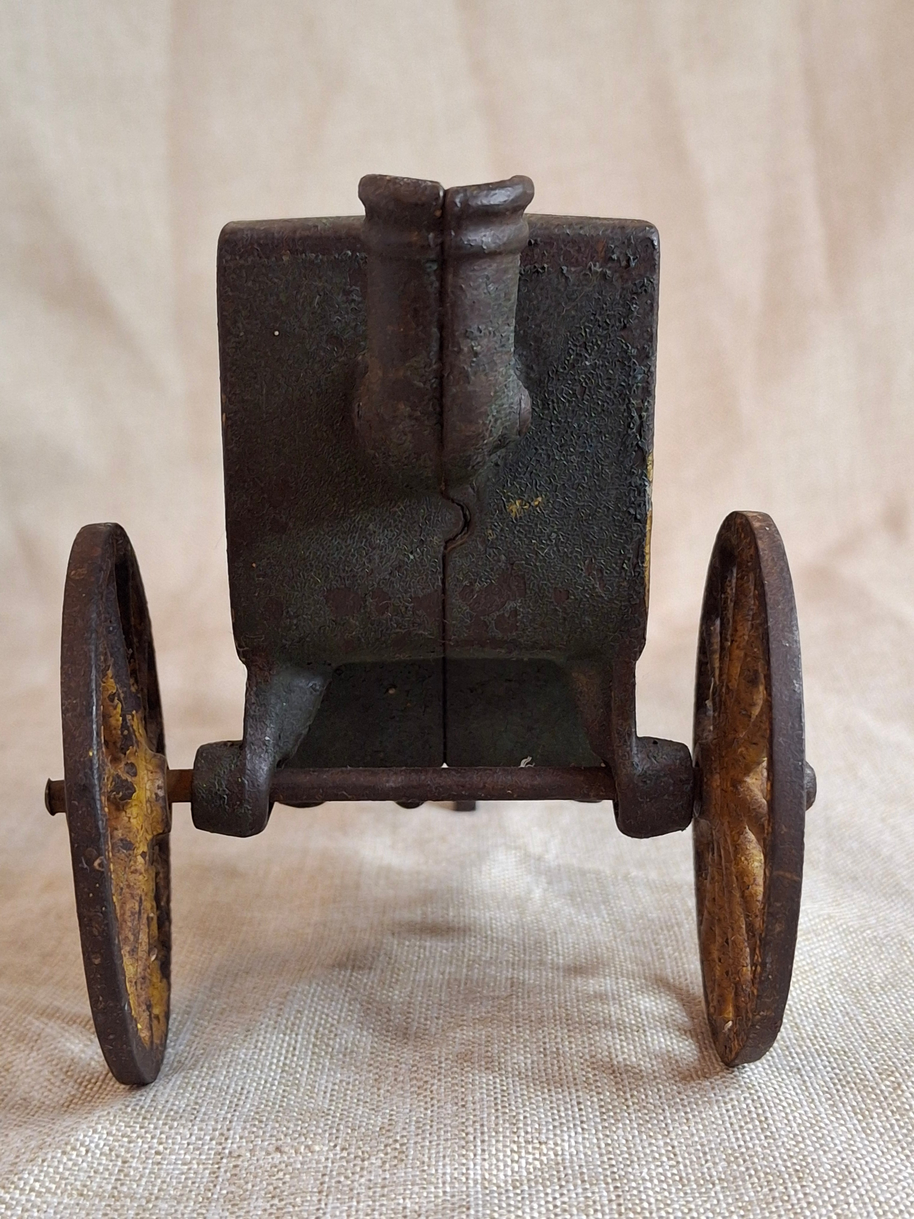 Antique Cast Iron Hansom Cab Horse Drawn Carriage Toy - Original Paint - Hubley