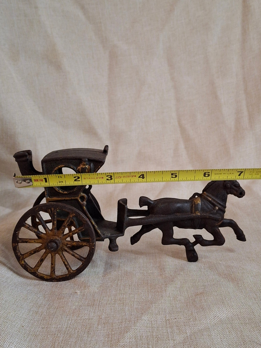 Antique Cast Iron Hansom Cab Horse Drawn Carriage Toy - Original Paint - Hubley