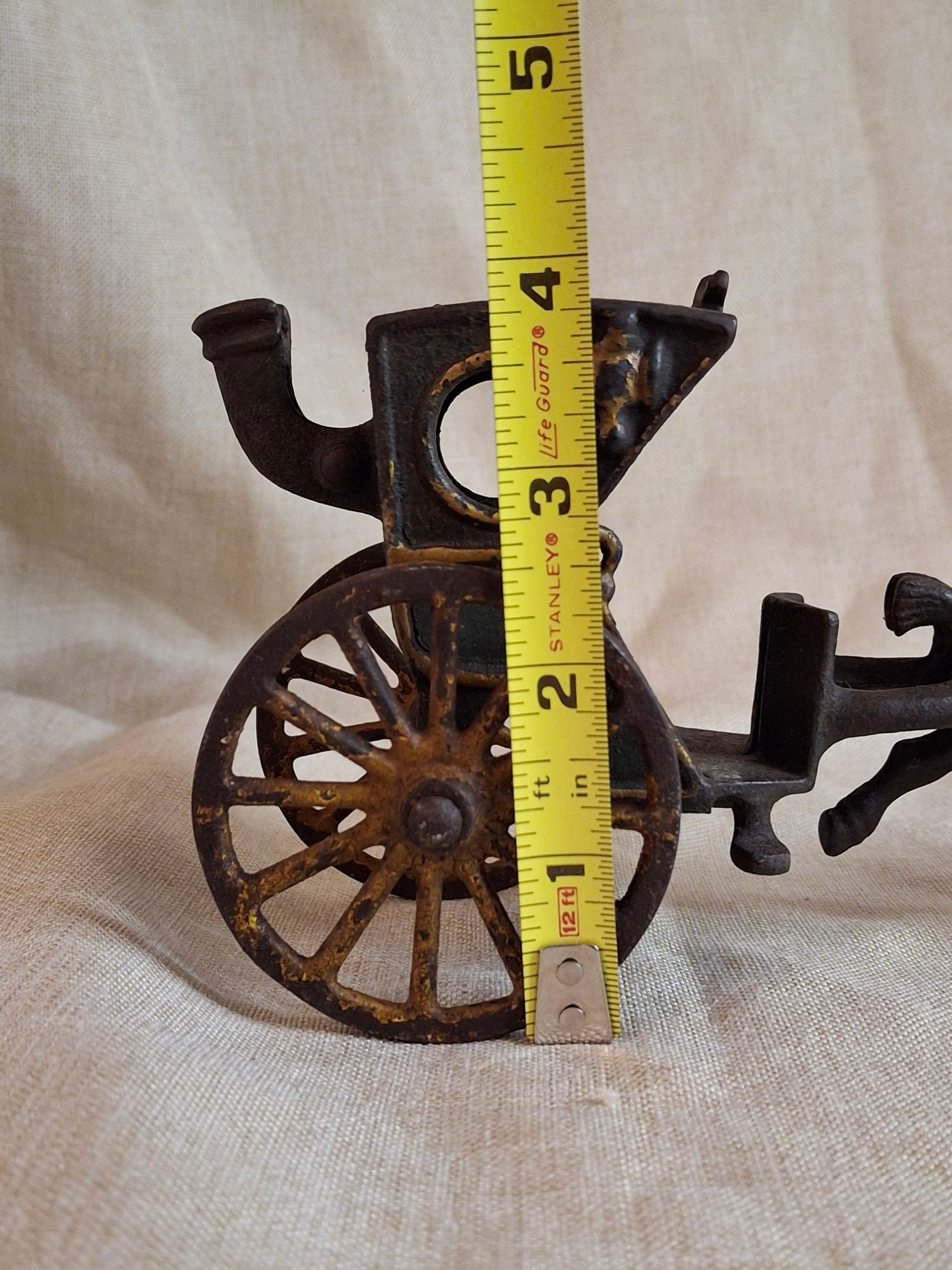Antique Cast Iron Hansom Cab Horse Drawn Carriage Toy - Original Paint - Hubley
