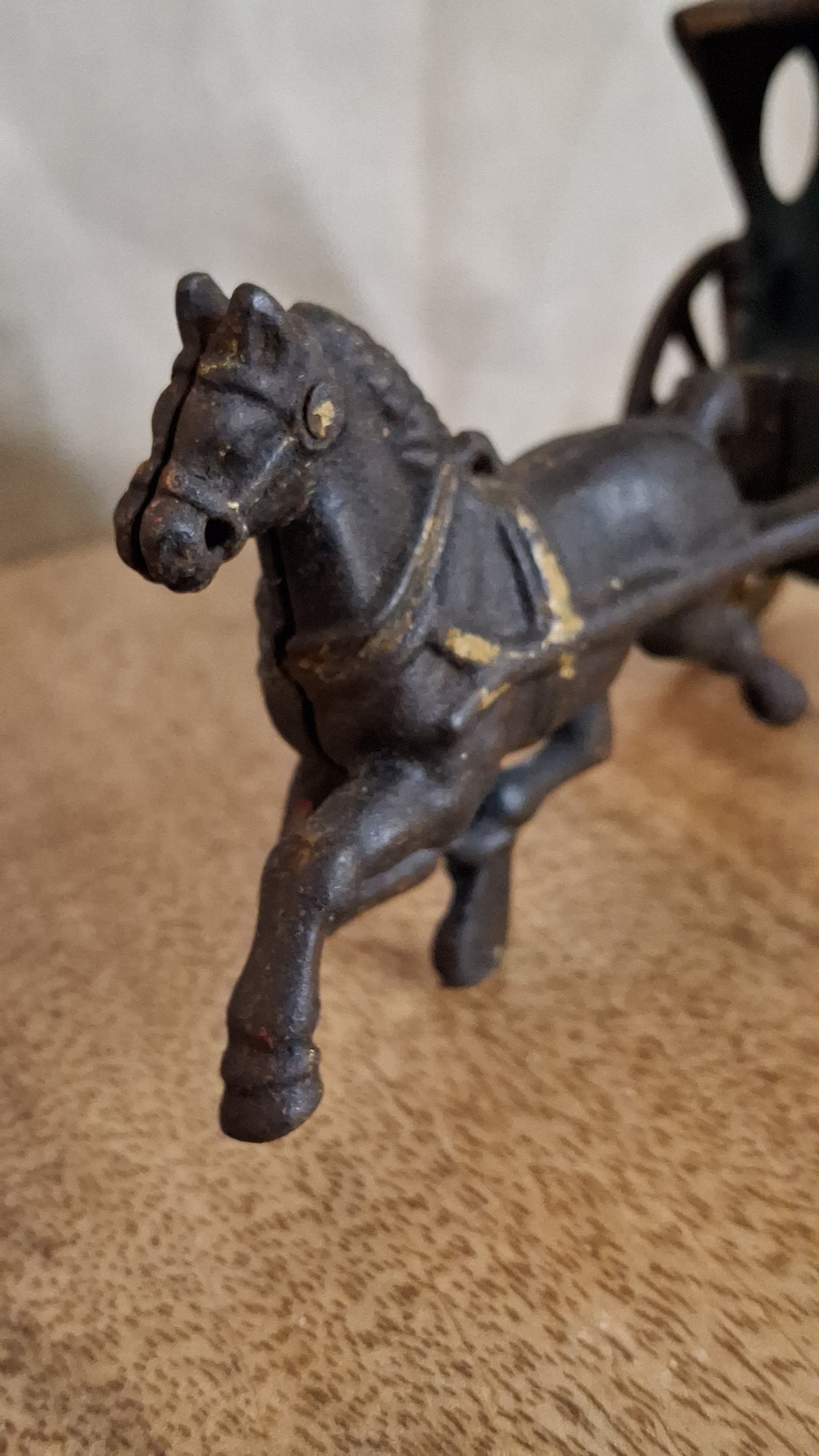 Antique Cast Iron Hansom Cab Horse Drawn Carriage Toy - Original Paint - Hubley