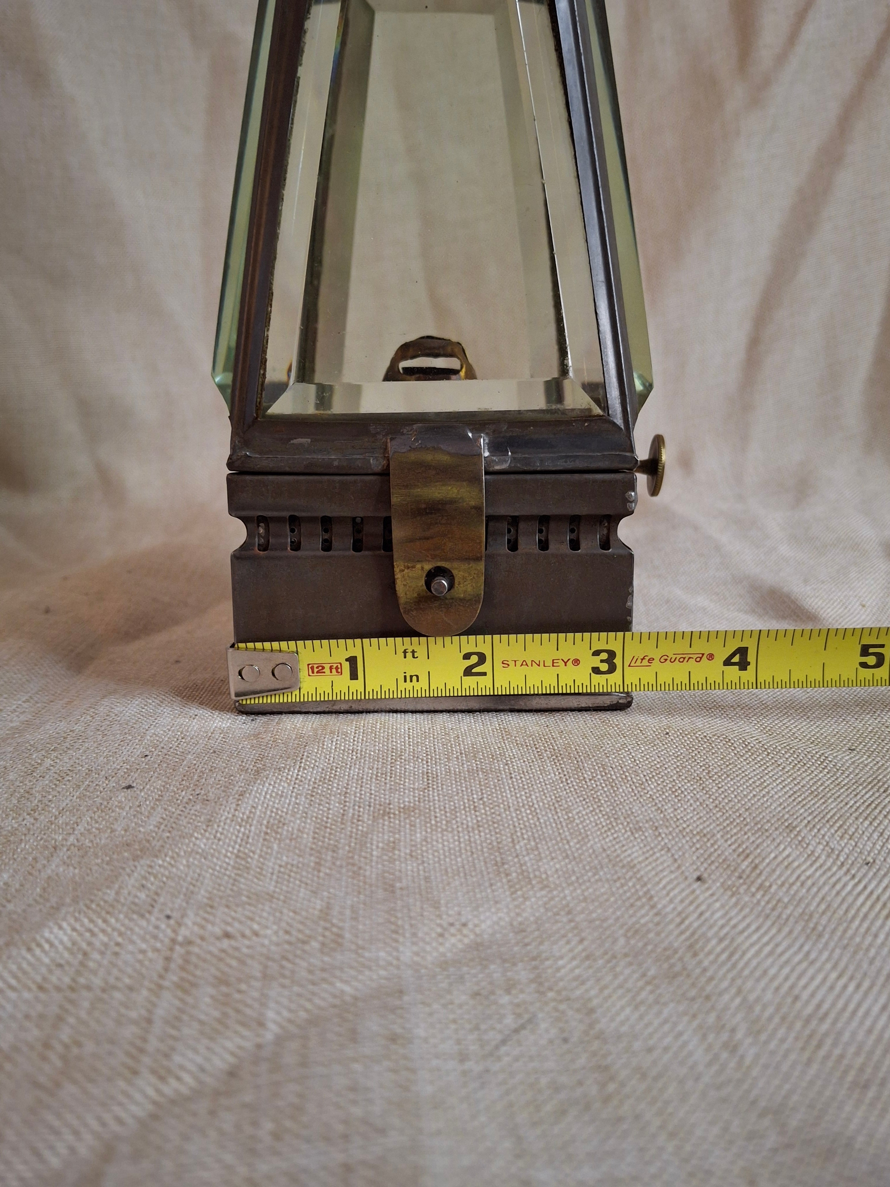 Antique Holmes Booth & Haydens Bevelled Glass Skater Lantern Triangular Kerosene 1870s