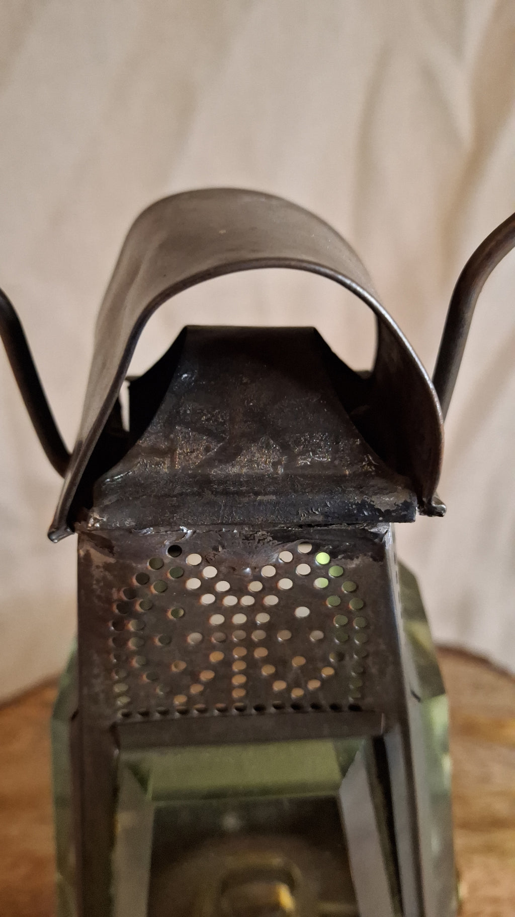 Antique Holmes Booth & Haydens Bevelled Glass Skater Lantern Triangular Kerosene 1870s