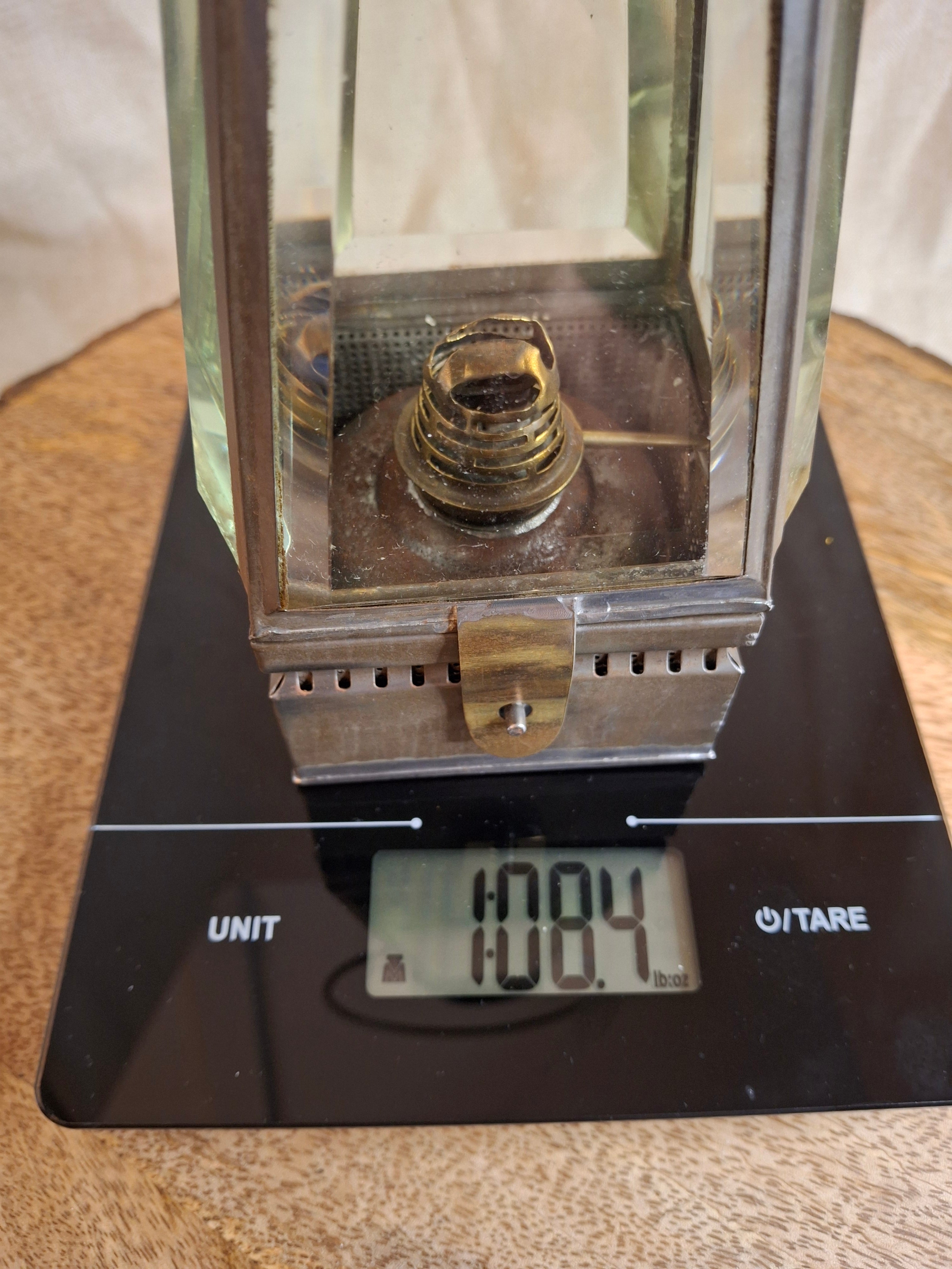 Antique Holmes Booth & Haydens Bevelled Glass Skater Lantern Triangular Kerosene 1870s