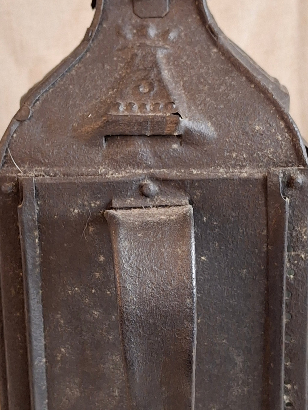 RARE 19thC Embossed Tower Candle Lantern - INTACT Two-Tab Locking Tray - X-Brace