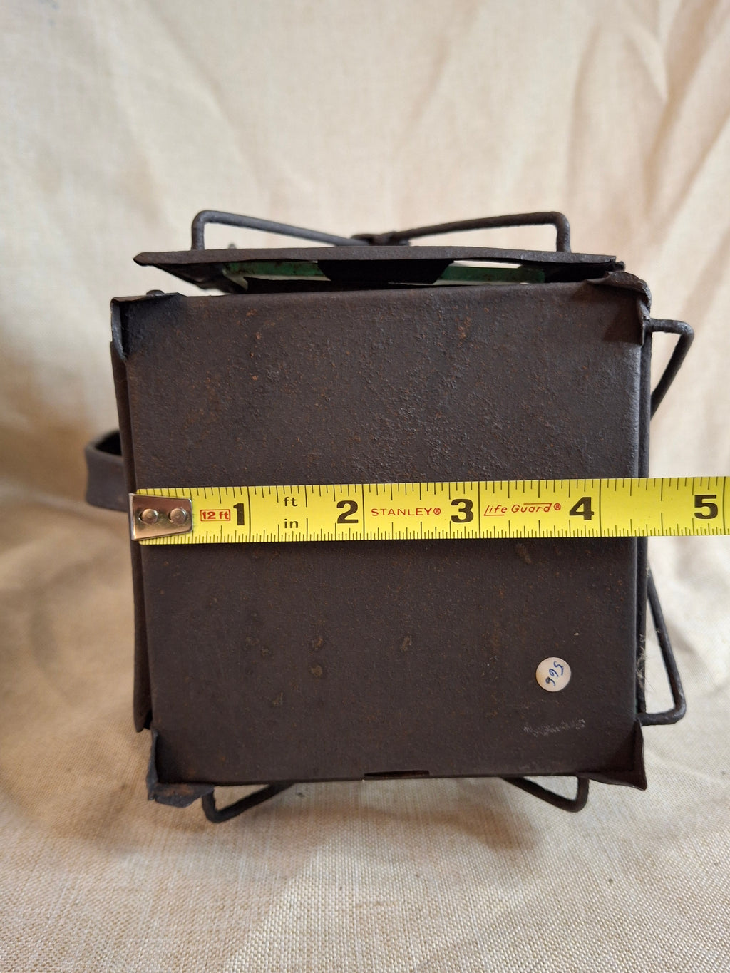 RARE 19thC Embossed Tower Candle Lantern - INTACT Two-Tab Locking Tray - X-Brace