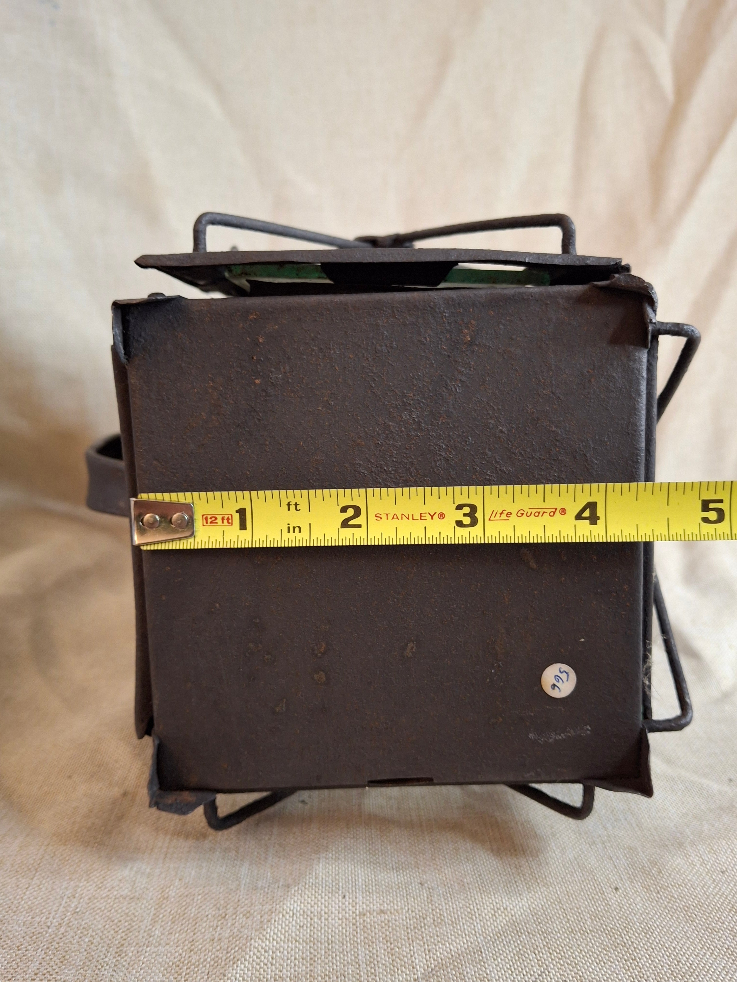 RARE 19thC Embossed Tower Candle Lantern - INTACT Two-Tab Locking Tray - X-Brace