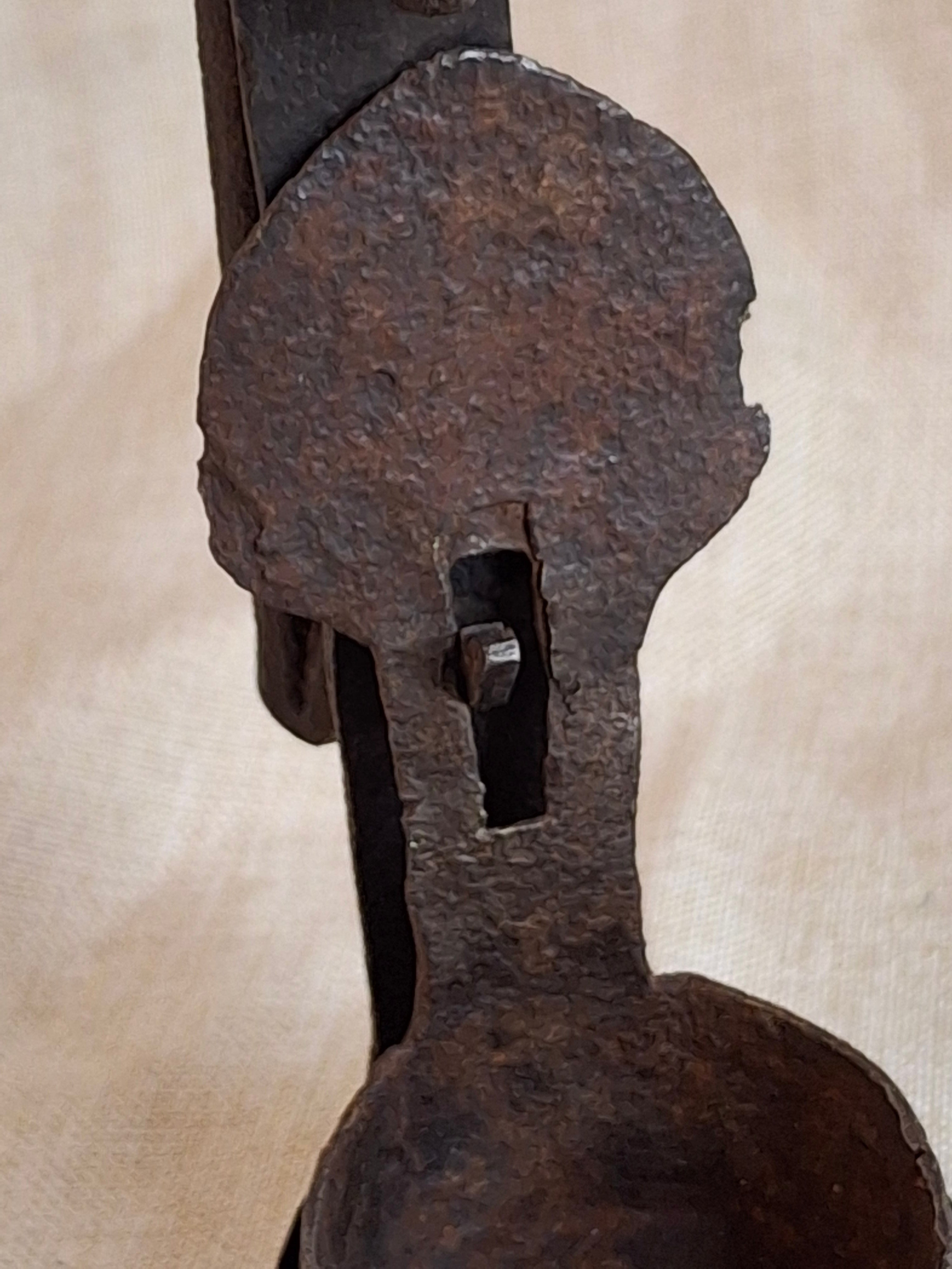 18th Century Wrought Iron Double Crusie Phoebe Lamp - Early American Primitive Lighting