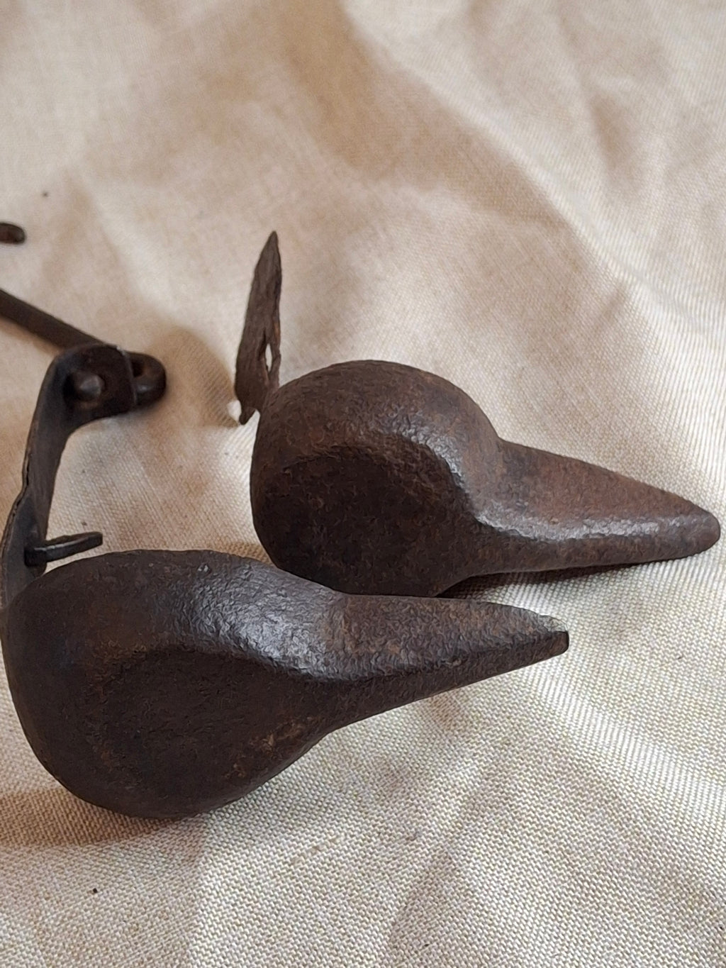 18th Century Wrought Iron Double Crusie Phoebe Lamp - Early American Primitive Lighting