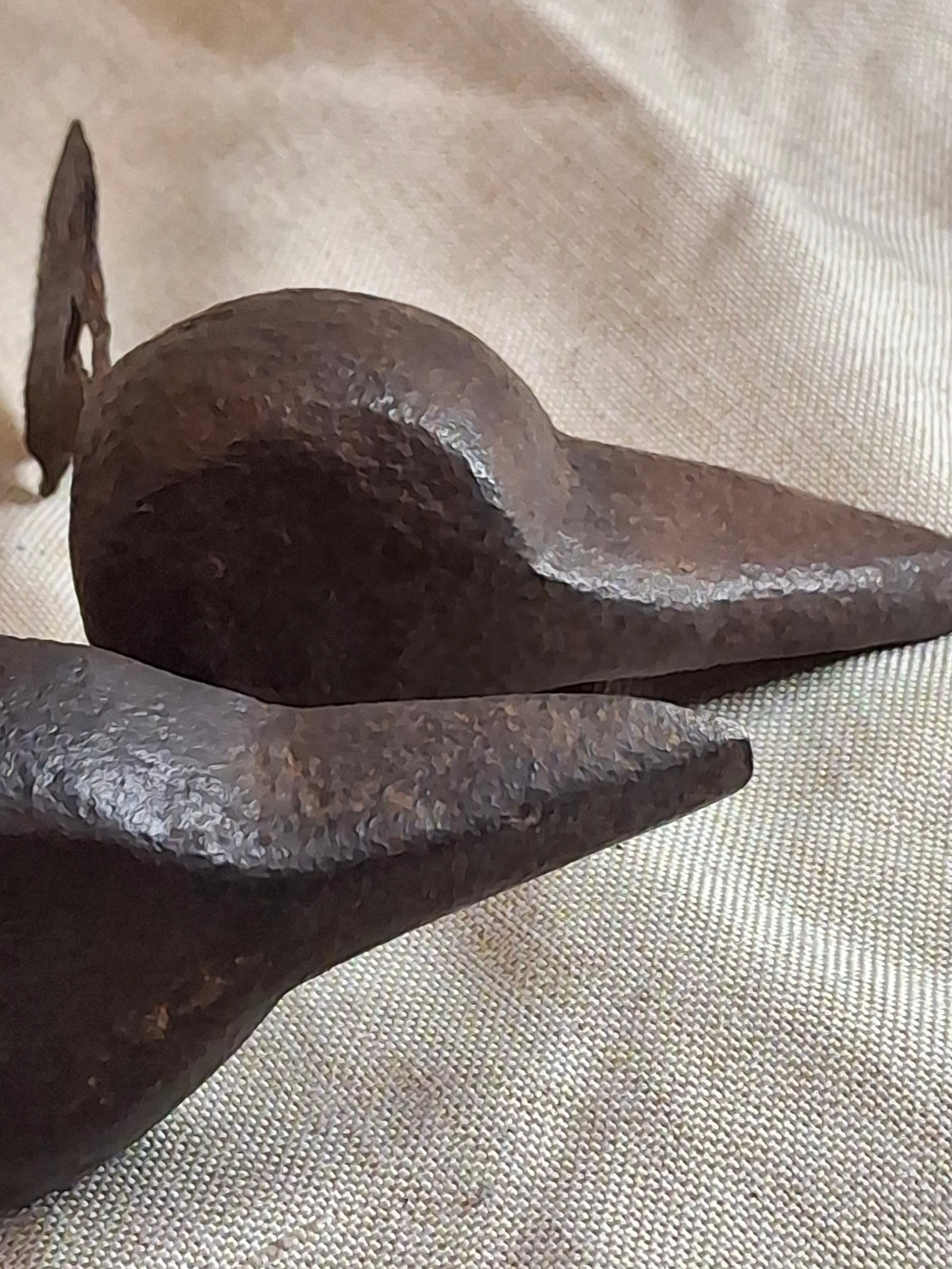 18th Century Wrought Iron Double Crusie Phoebe Lamp - Early American Primitive Lighting