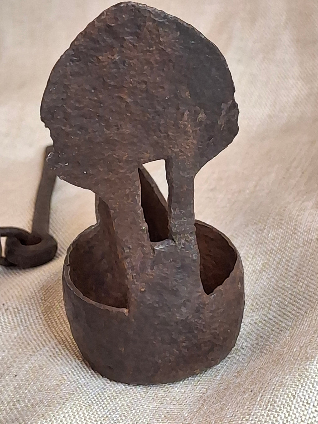 18th Century Wrought Iron Double Crusie Phoebe Lamp - Early American Primitive Lighting