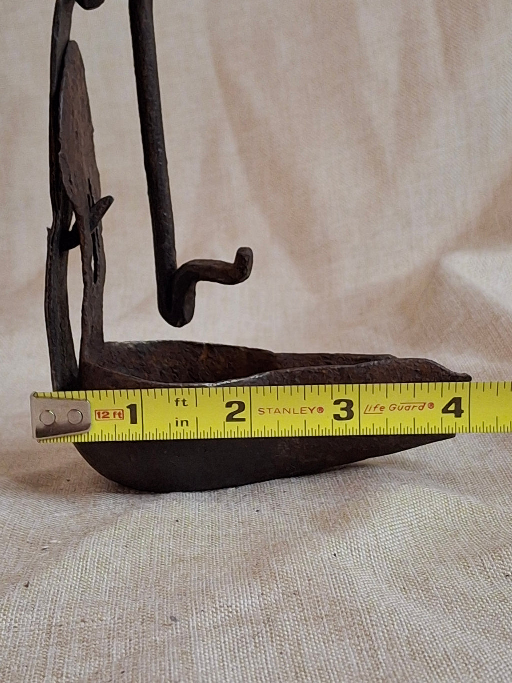 18th Century Wrought Iron Double Crusie Phoebe Lamp - Early American Primitive Lighting