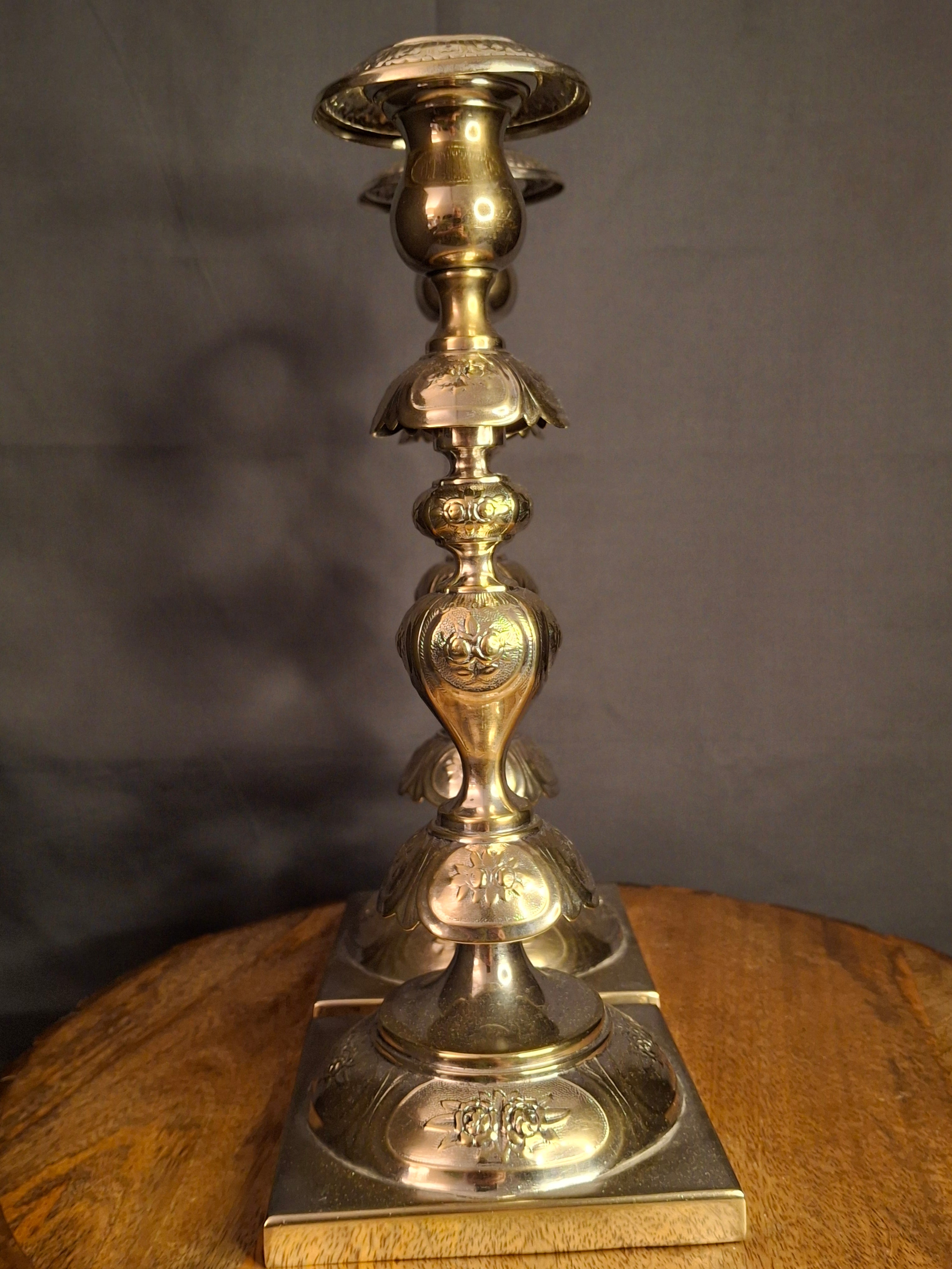 Antique Fraget Warsaw Shabbat Candlesticks Pair No. 4214 Polish Silver Plate 11"