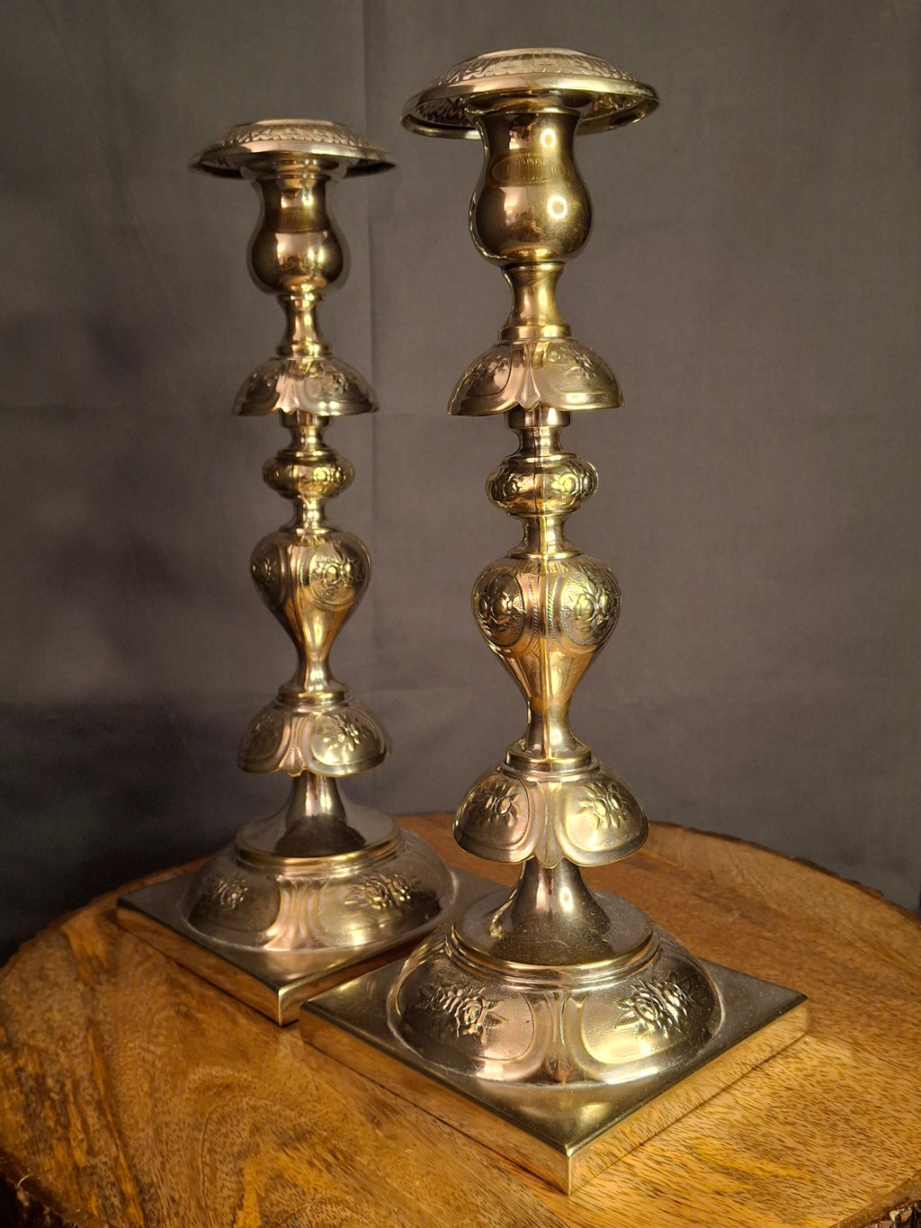 Antique Fraget Warsaw Shabbat Candlesticks Pair No. 4214 Polish Silver Plate 11"