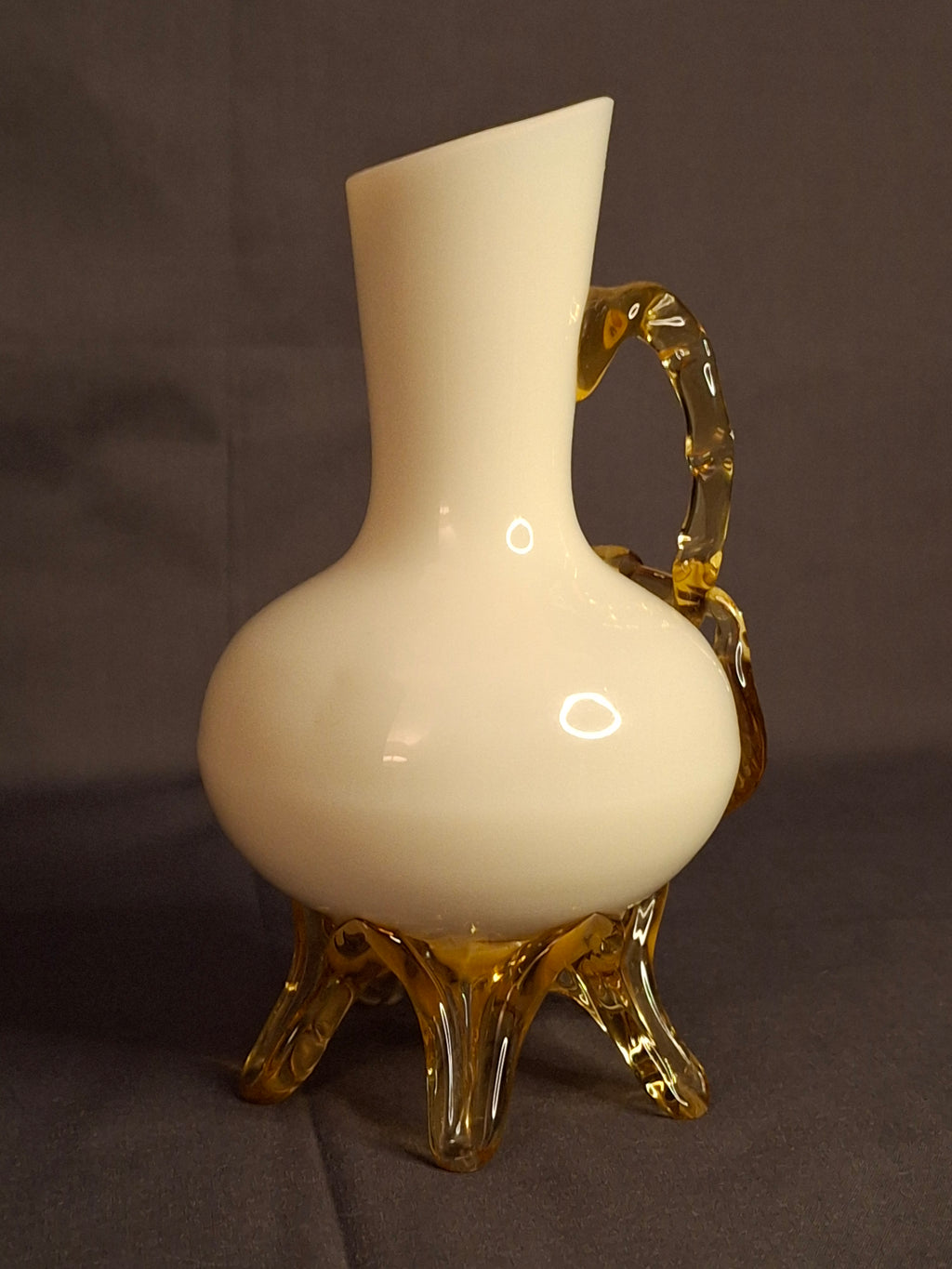 Antique Stevens & Williams Custard Uranium Glass Vase Applied Cherries Victorian c. 1880s