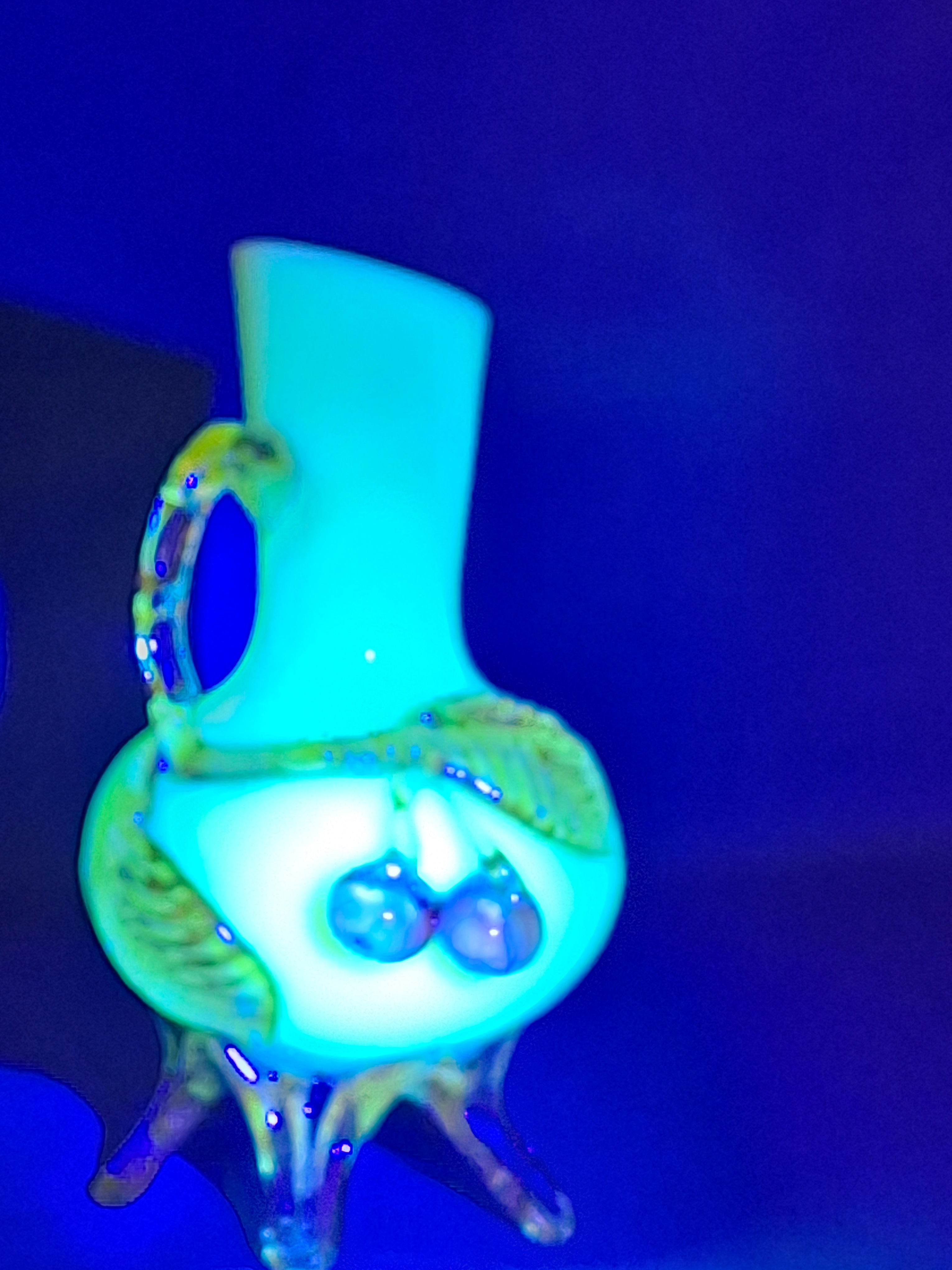 Antique Stevens & Williams Custard Uranium Glass Vase Applied Cherries Victorian c. 1880s