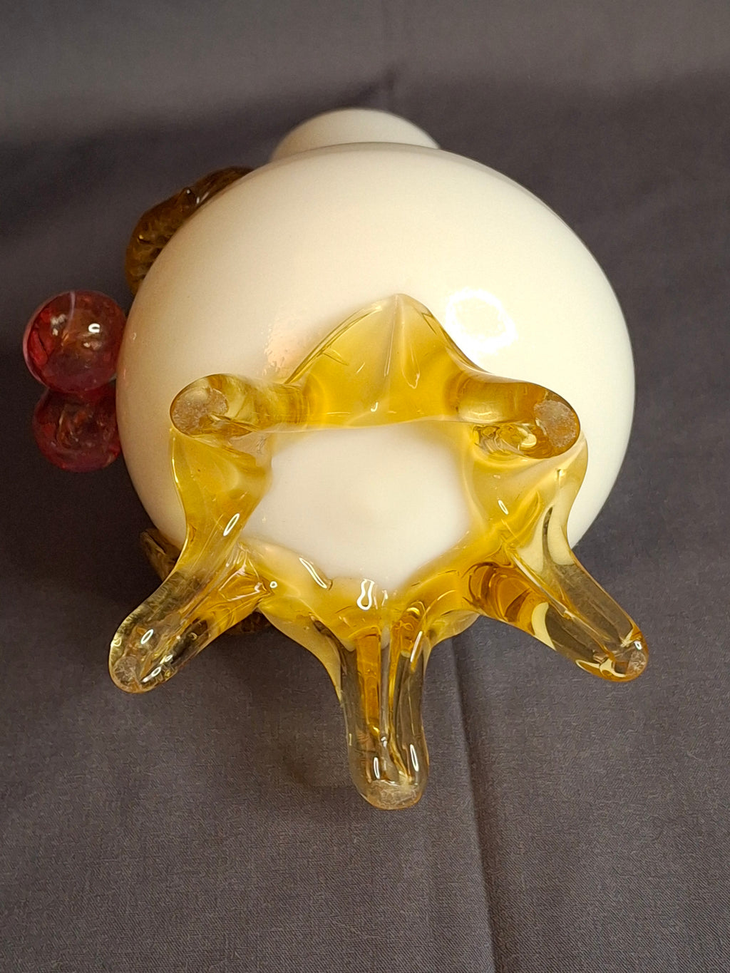 Antique Stevens & Williams Custard Uranium Glass Vase Applied Cherries Victorian c. 1880s