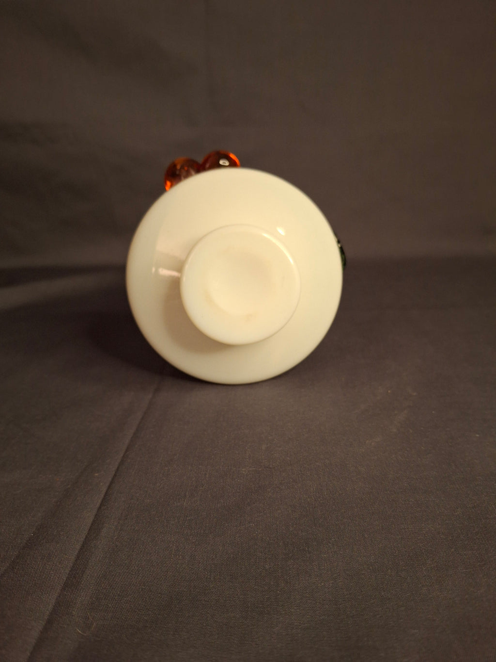 Antique Stevens & Williams Uranium Custard Glass Vase Applied Fruit Cherries 5" C. 1880