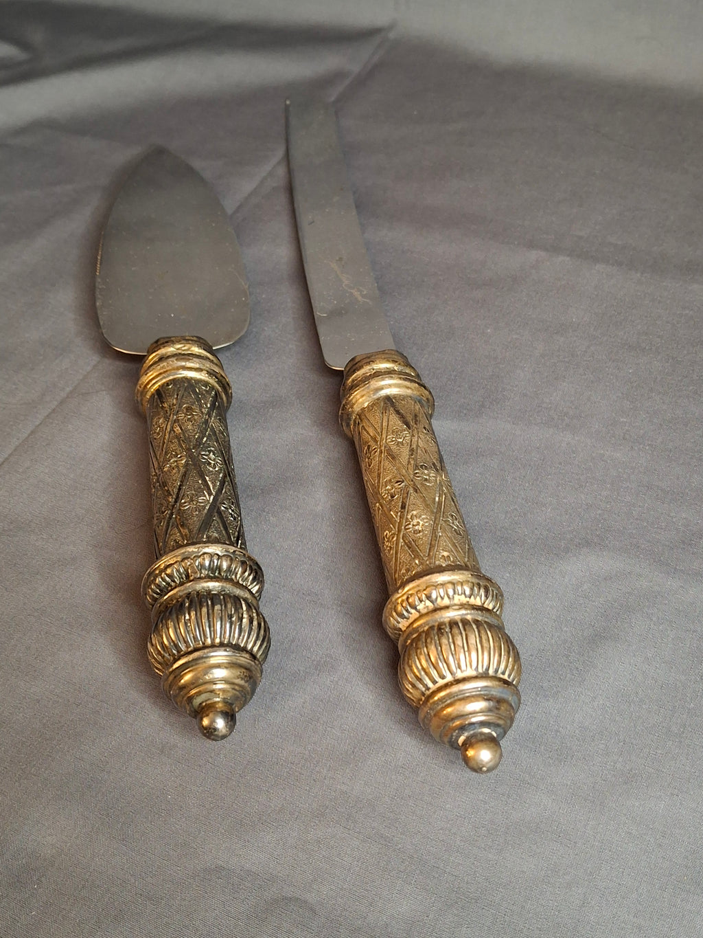 Vintage Sterling Silver 925 Challah Knife & Cake Server Set Sheffield Blade Judaica