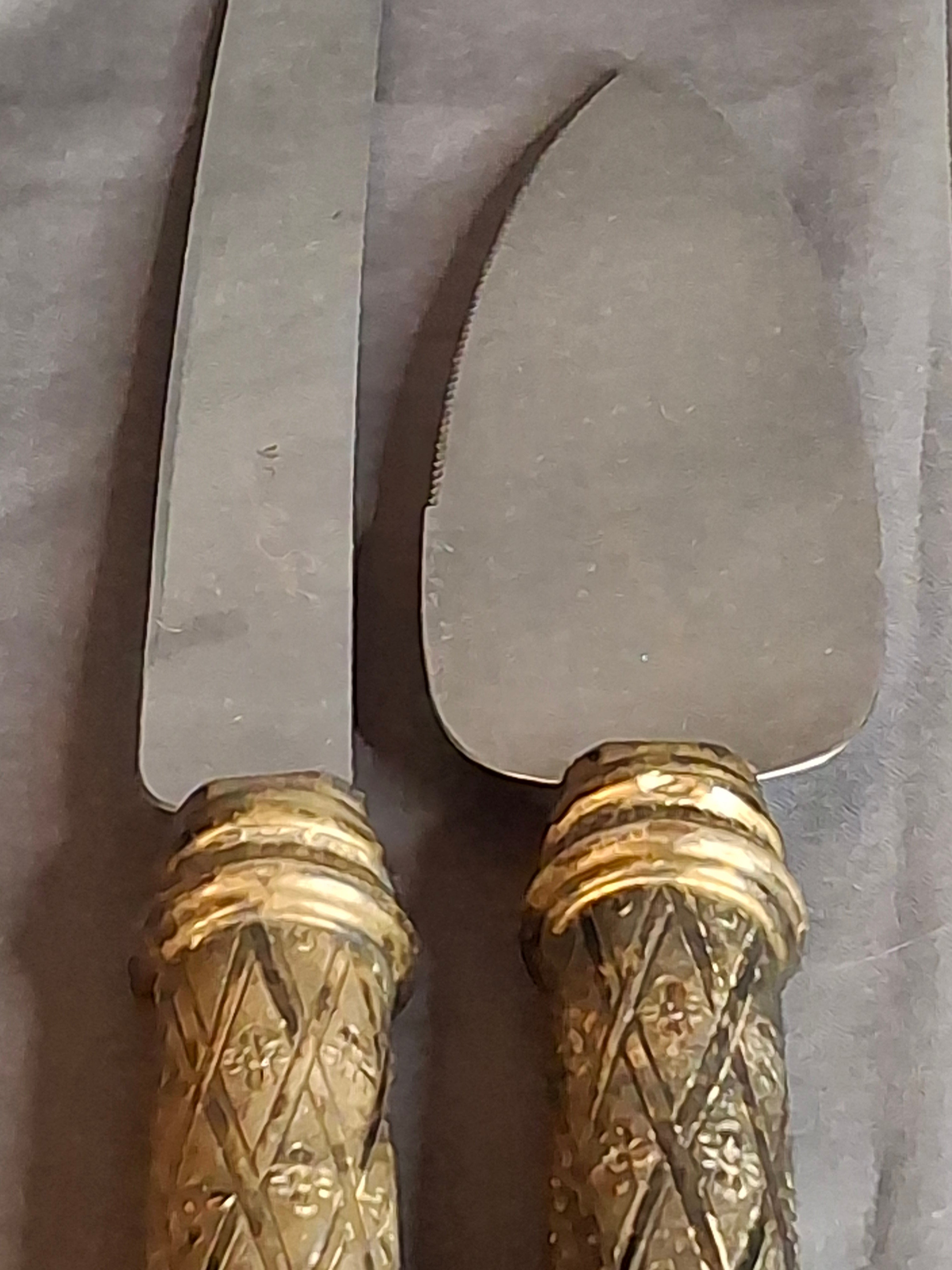 Vintage Sterling Silver 925 Challah Knife & Cake Server Set Sheffield Blade Judaica
