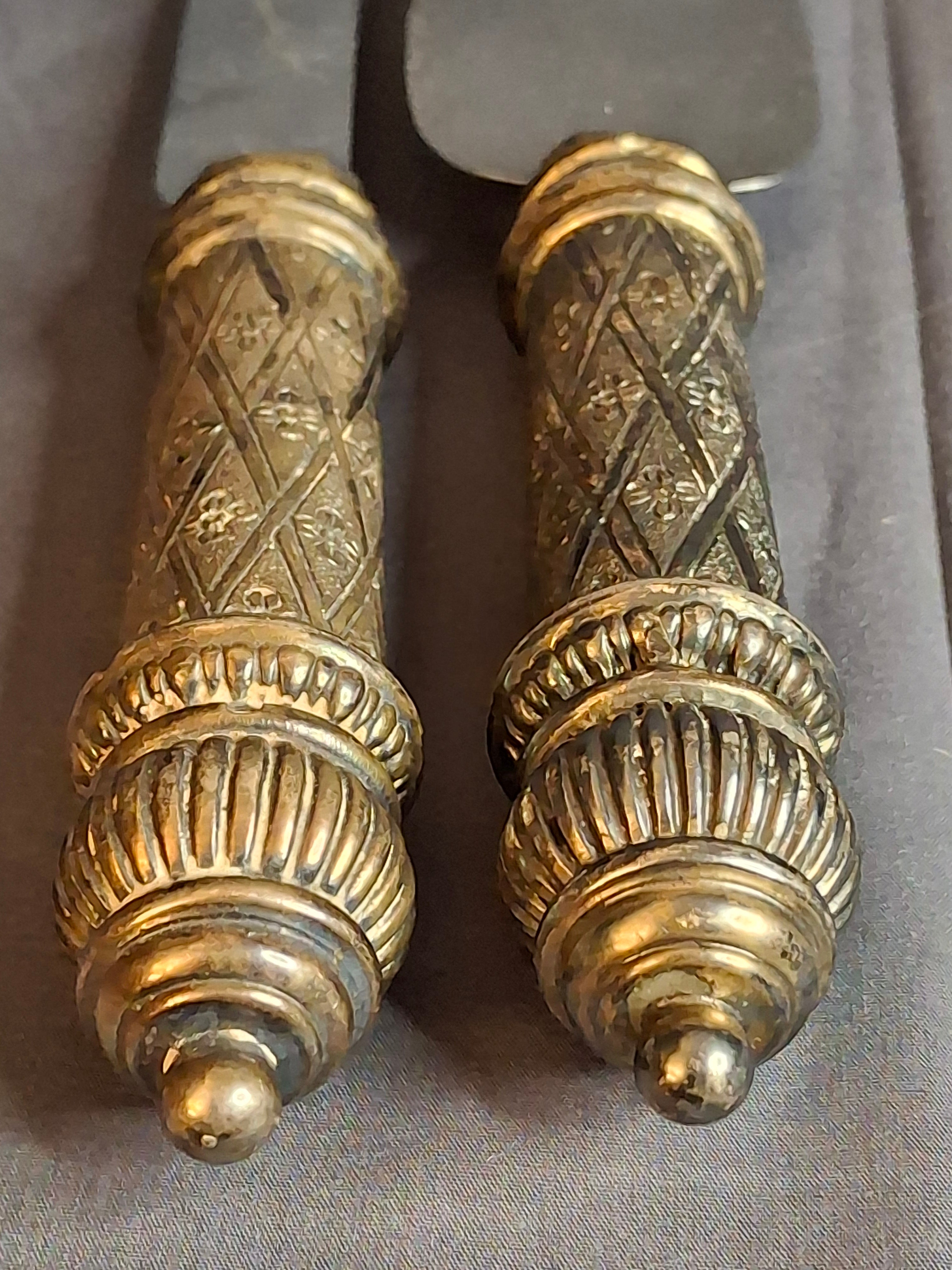 Vintage Sterling Silver 925 Challah Knife & Cake Server Set Sheffield Blade Judaica