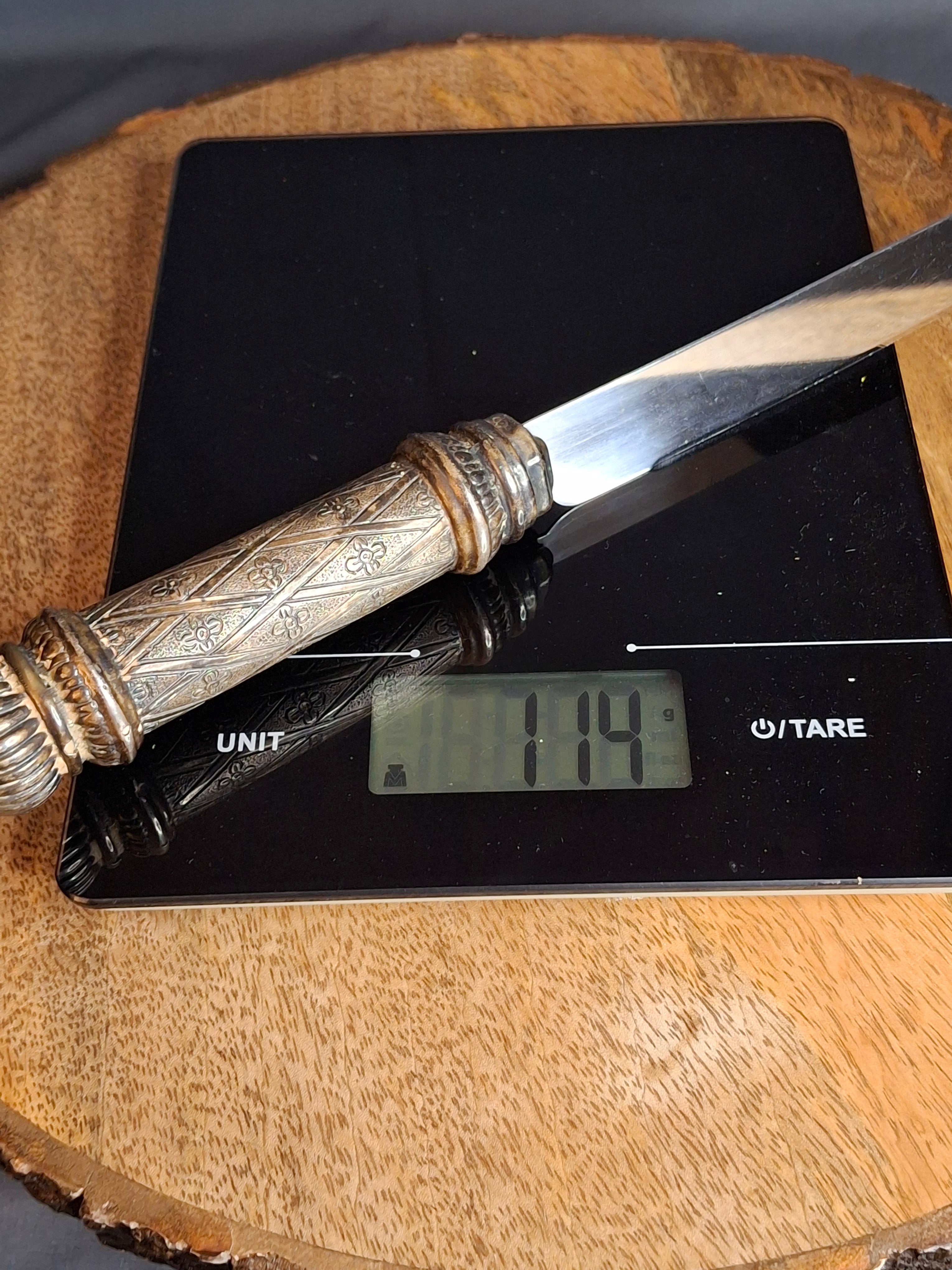 Vintage Sterling Silver 925 Challah Knife & Cake Server Set Sheffield Blade Judaica