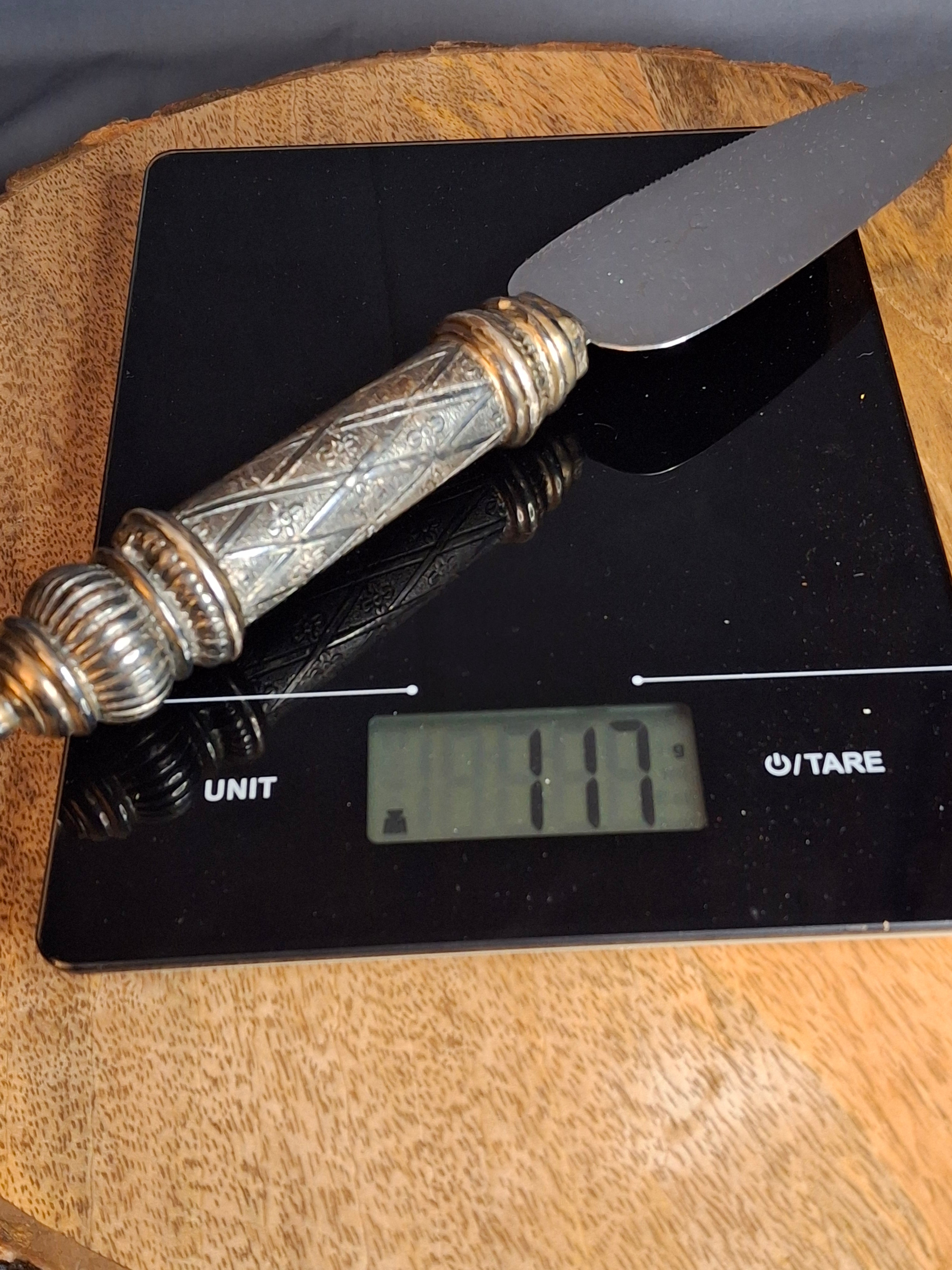 Vintage Sterling Silver 925 Challah Knife & Cake Server Set Sheffield Blade Judaica