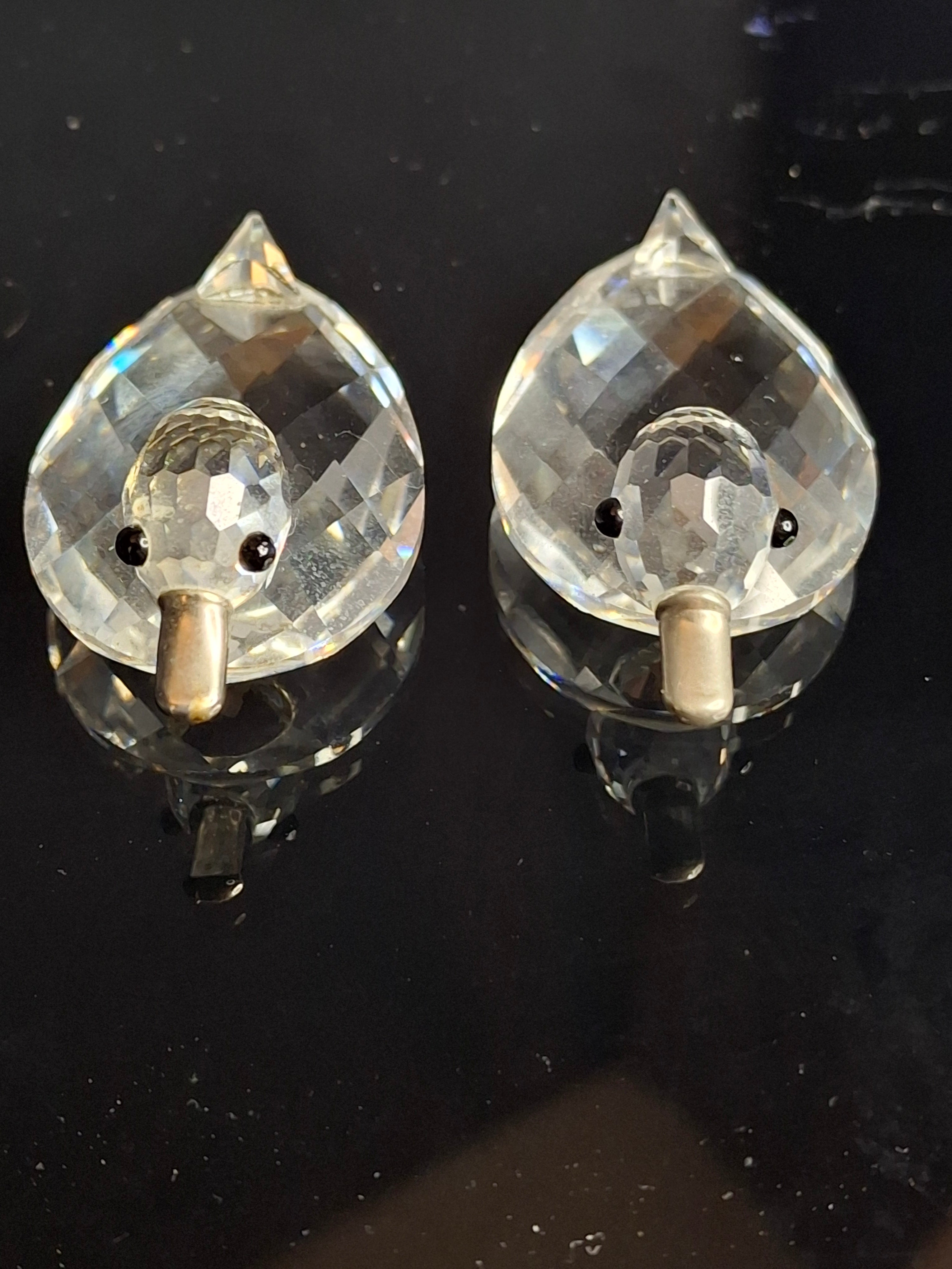 Rare Vintage Swarovski Crystal Duck Pair - SC Block Logo - Metal Beak Retired