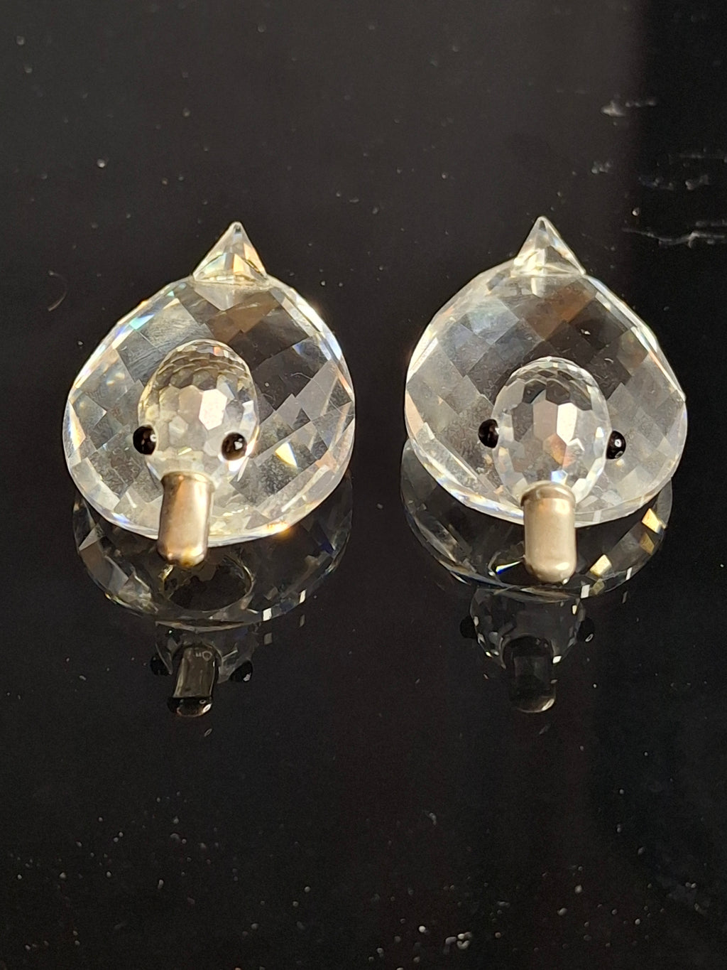 Rare Vintage Swarovski Crystal Duck Pair - SC Block Logo - Metal Beak Retired