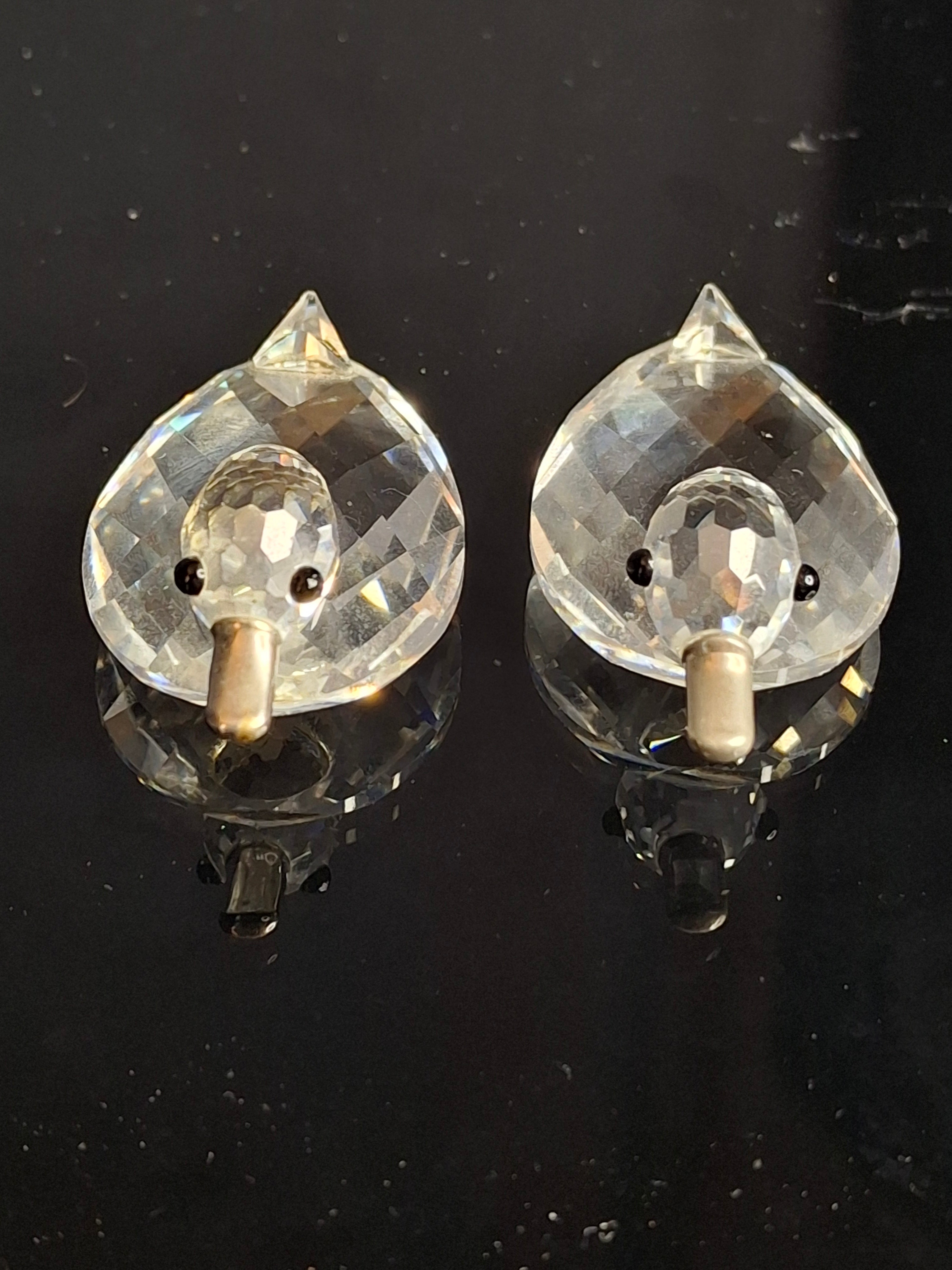Rare Vintage Swarovski Crystal Duck Pair - SC Block Logo - Metal Beak Retired